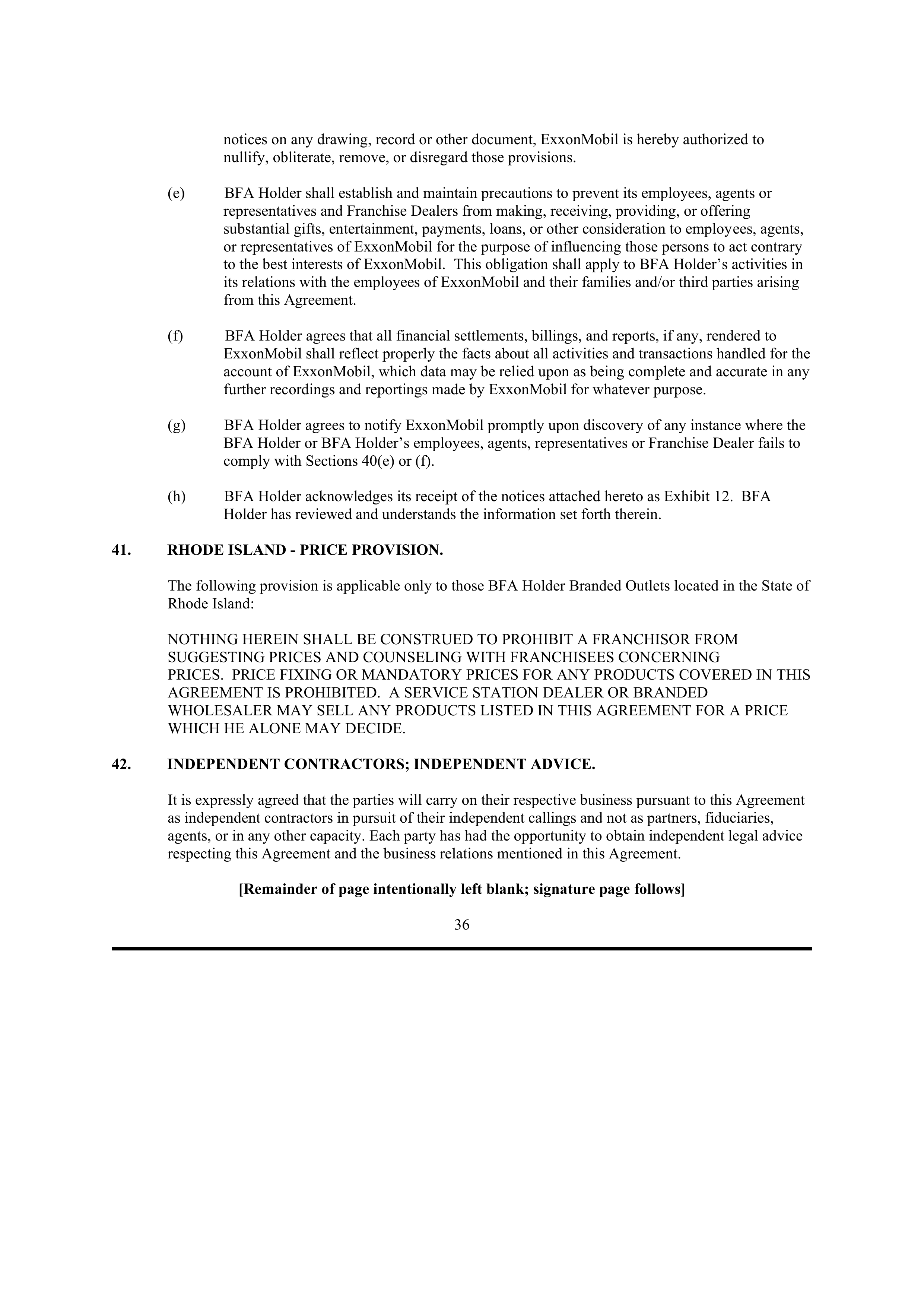 ExxonMobil Brand Fee Agreement — page 61
