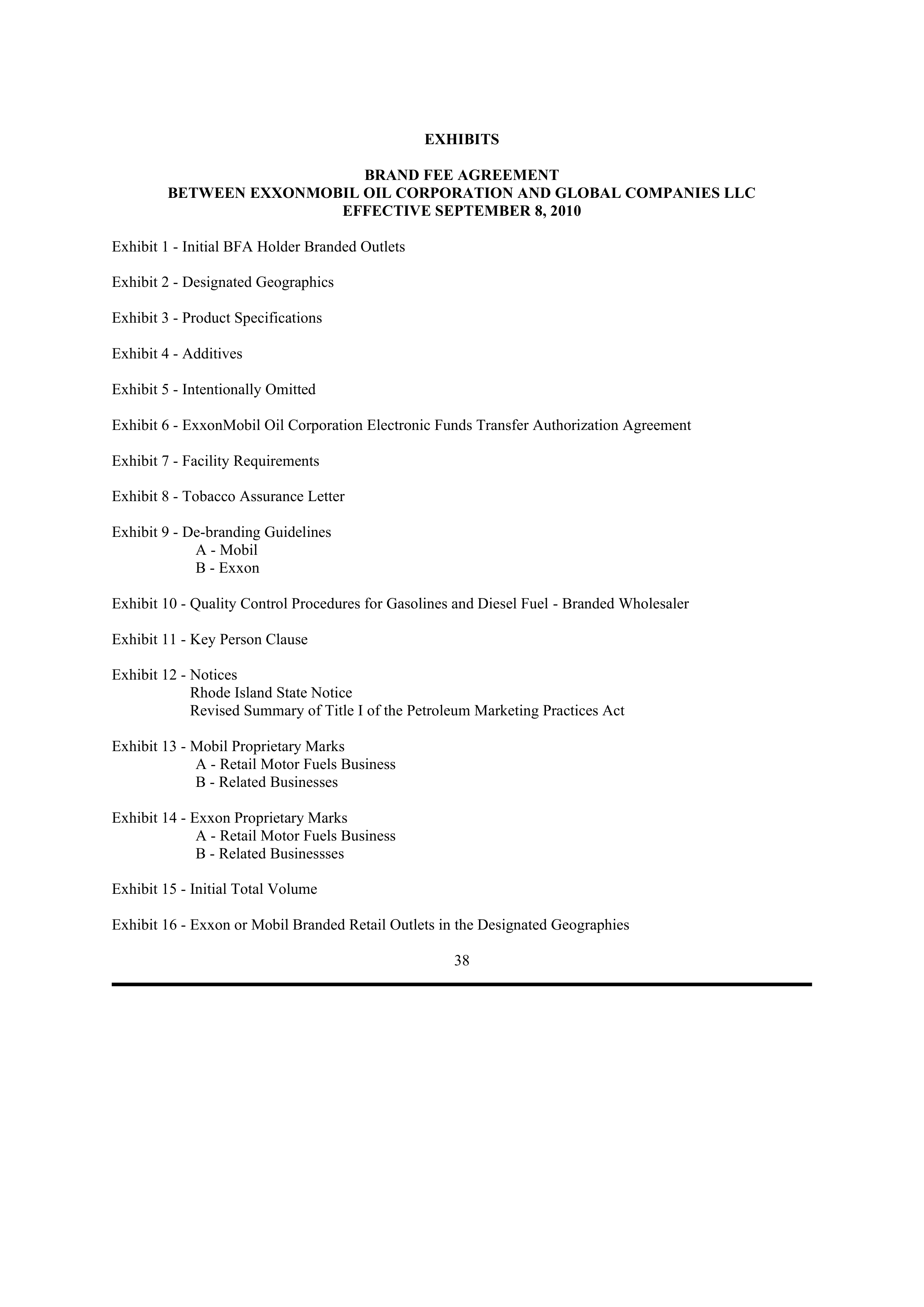 ExxonMobil Brand Fee Agreement — page 63