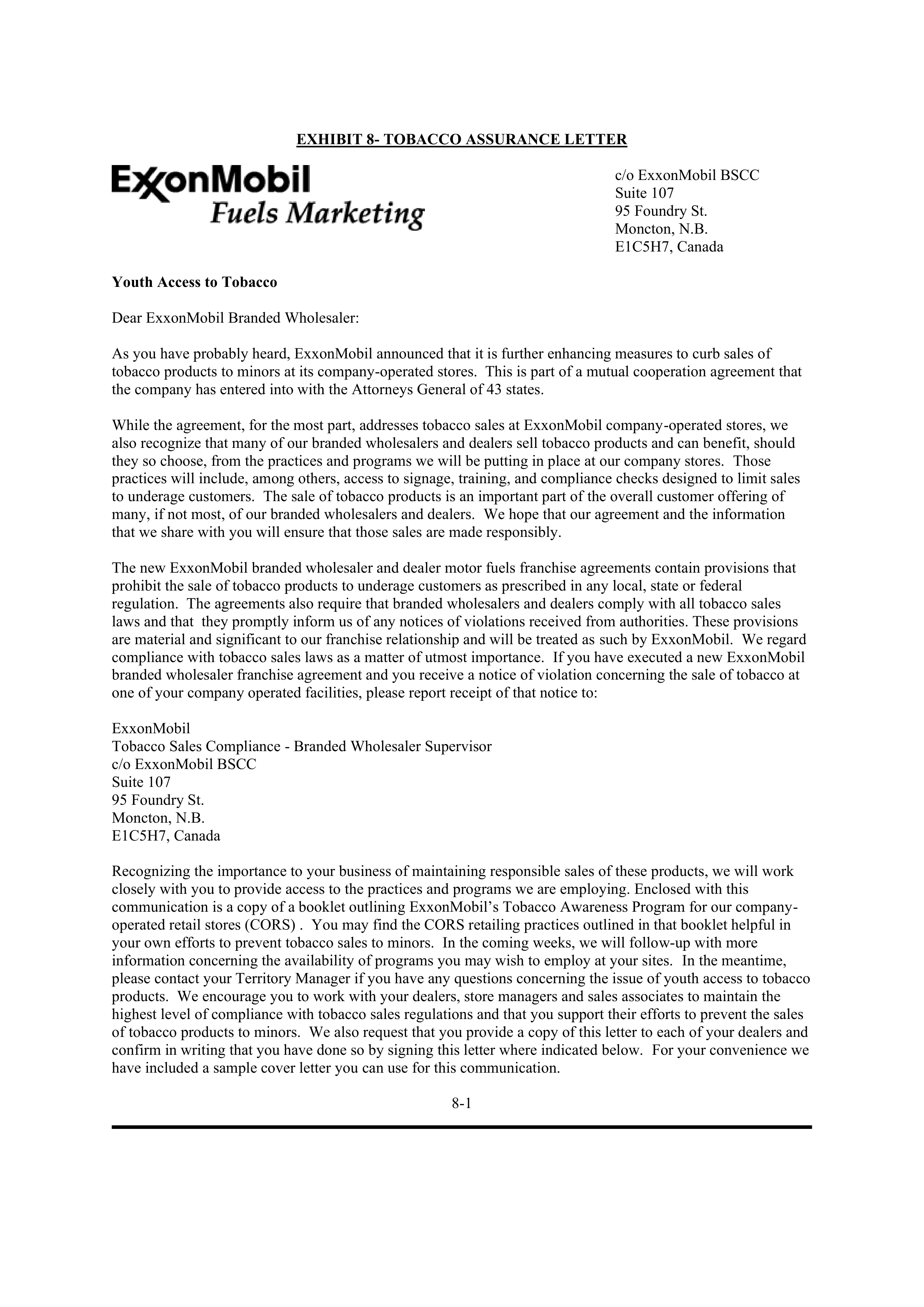 ExxonMobil Brand Fee Agreement — page 77
