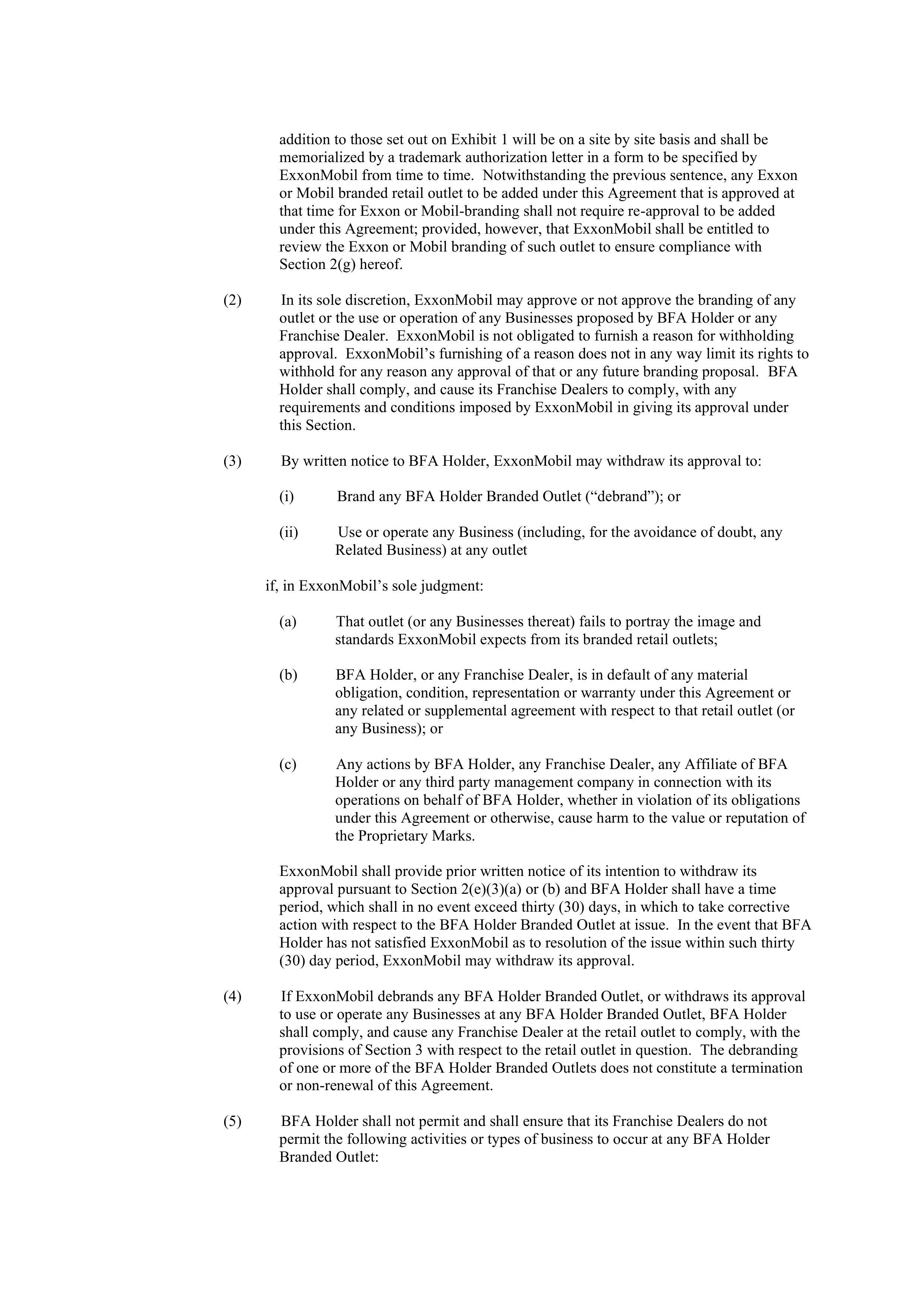 ExxonMobil Brand Fee Agreement — page 8