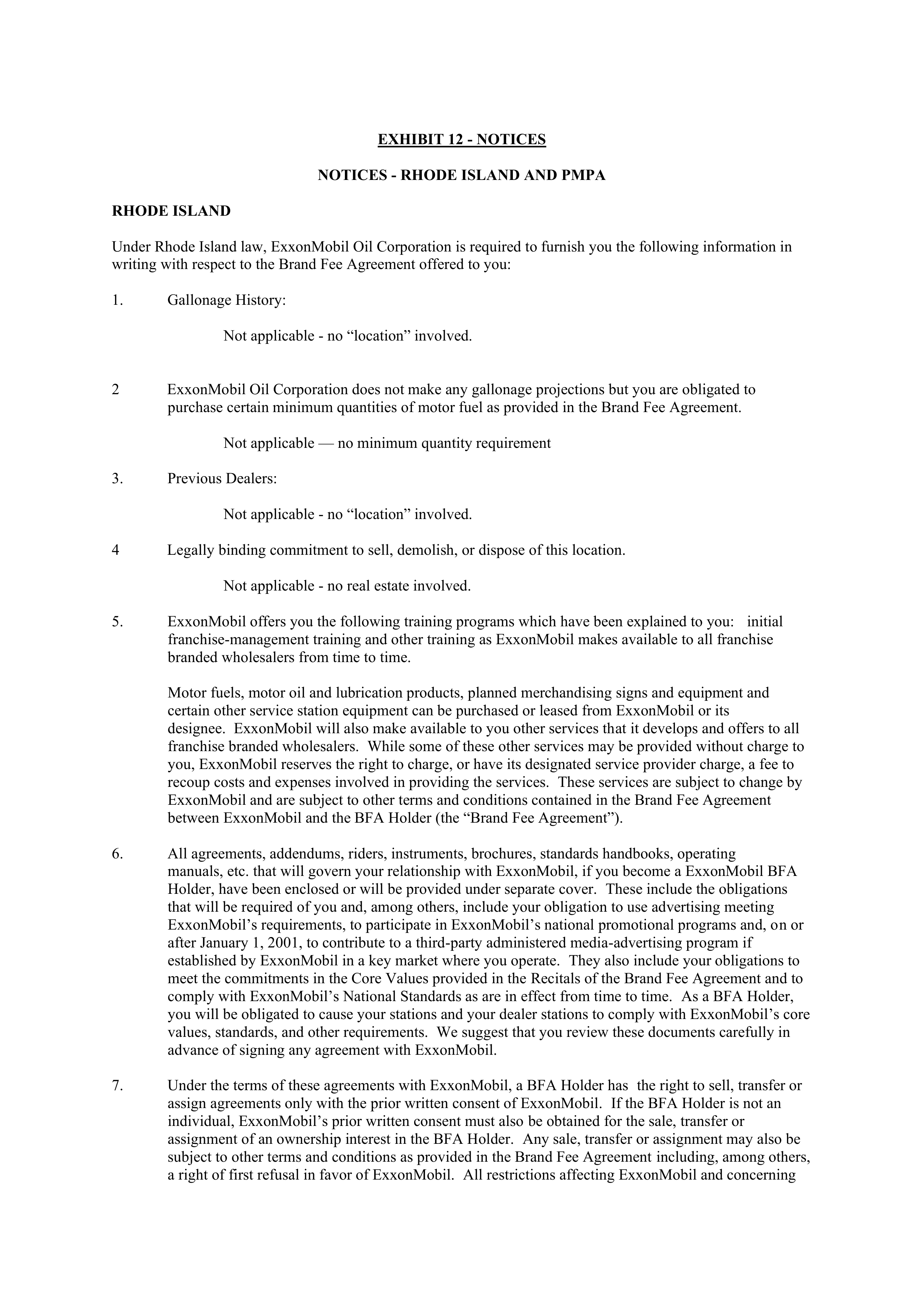 ExxonMobil Brand Fee Agreement — page 84