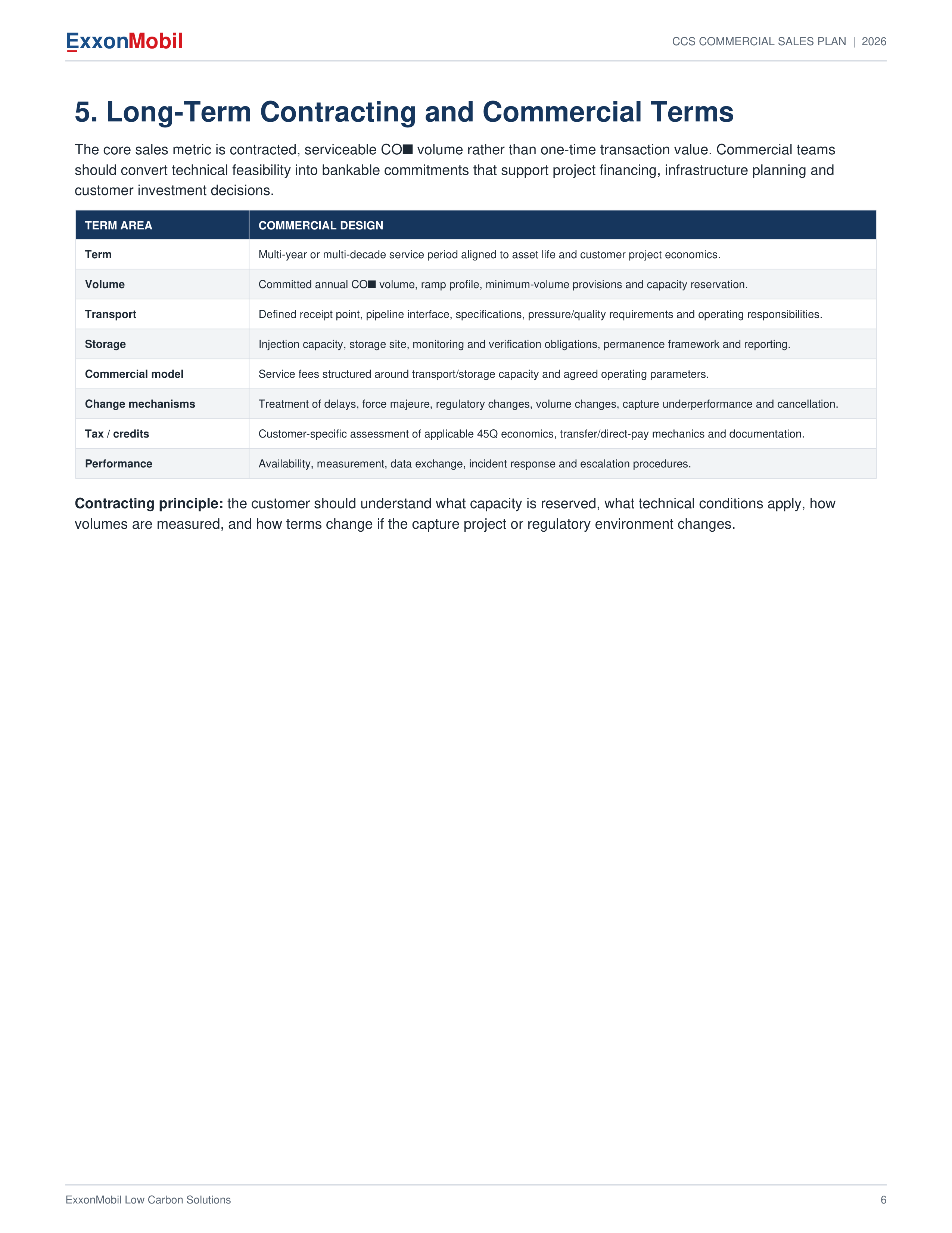 ExxonMobil Carbon Capture & Storage Commercial Sales Plan — page 6