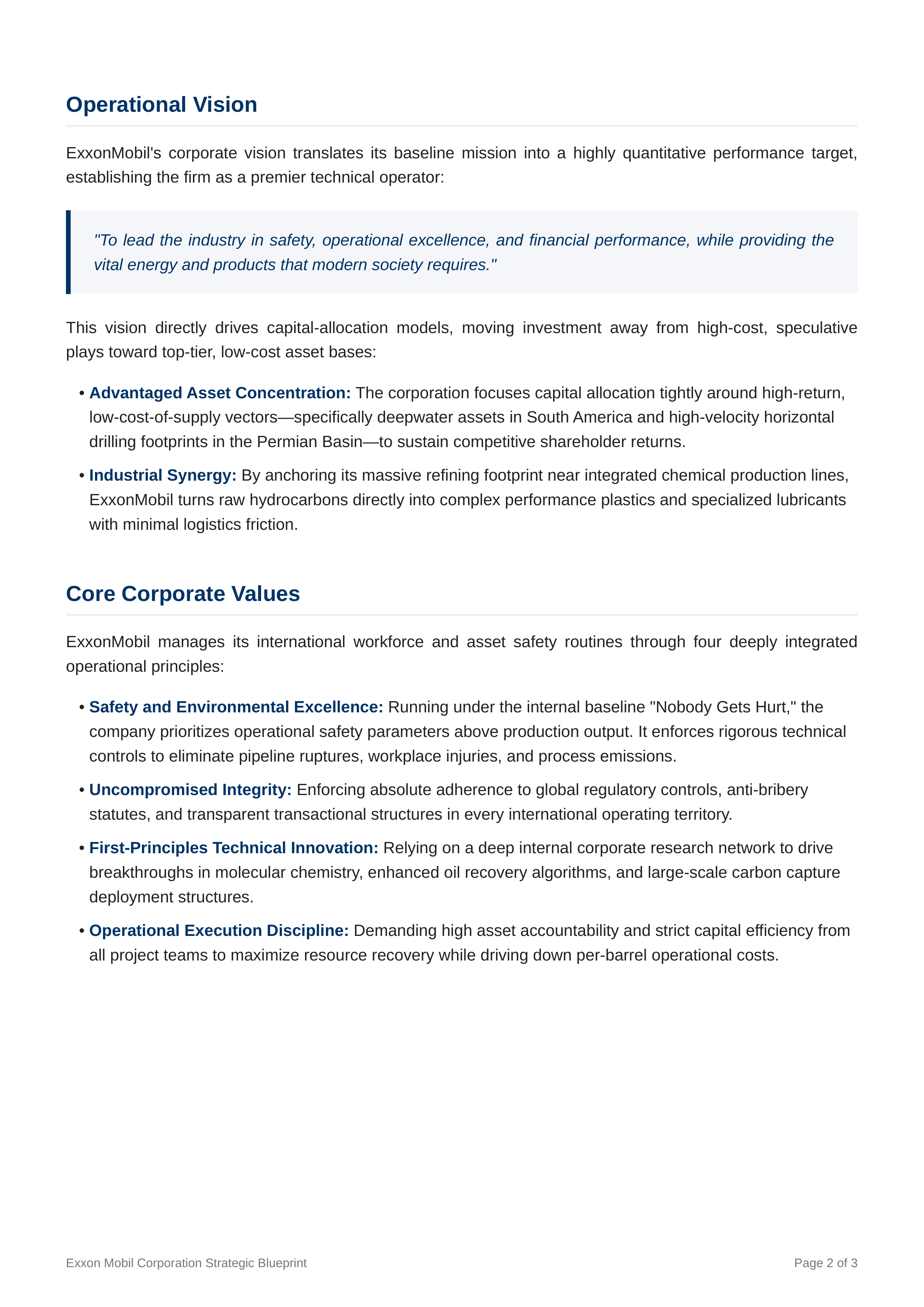 Exxon Mobil Mission Statement — page 2