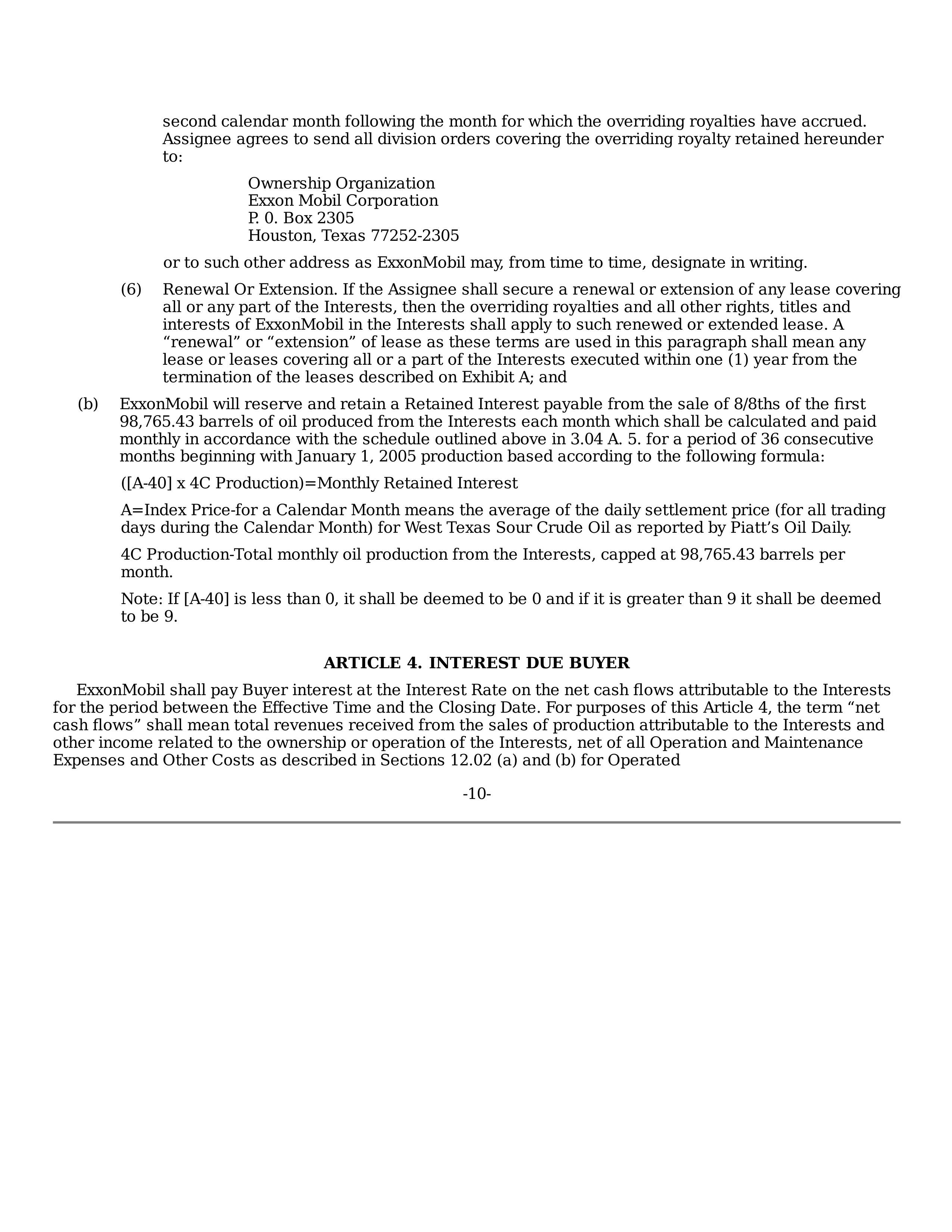 ExxonMobil Purchase and Sale Agreement — page 10