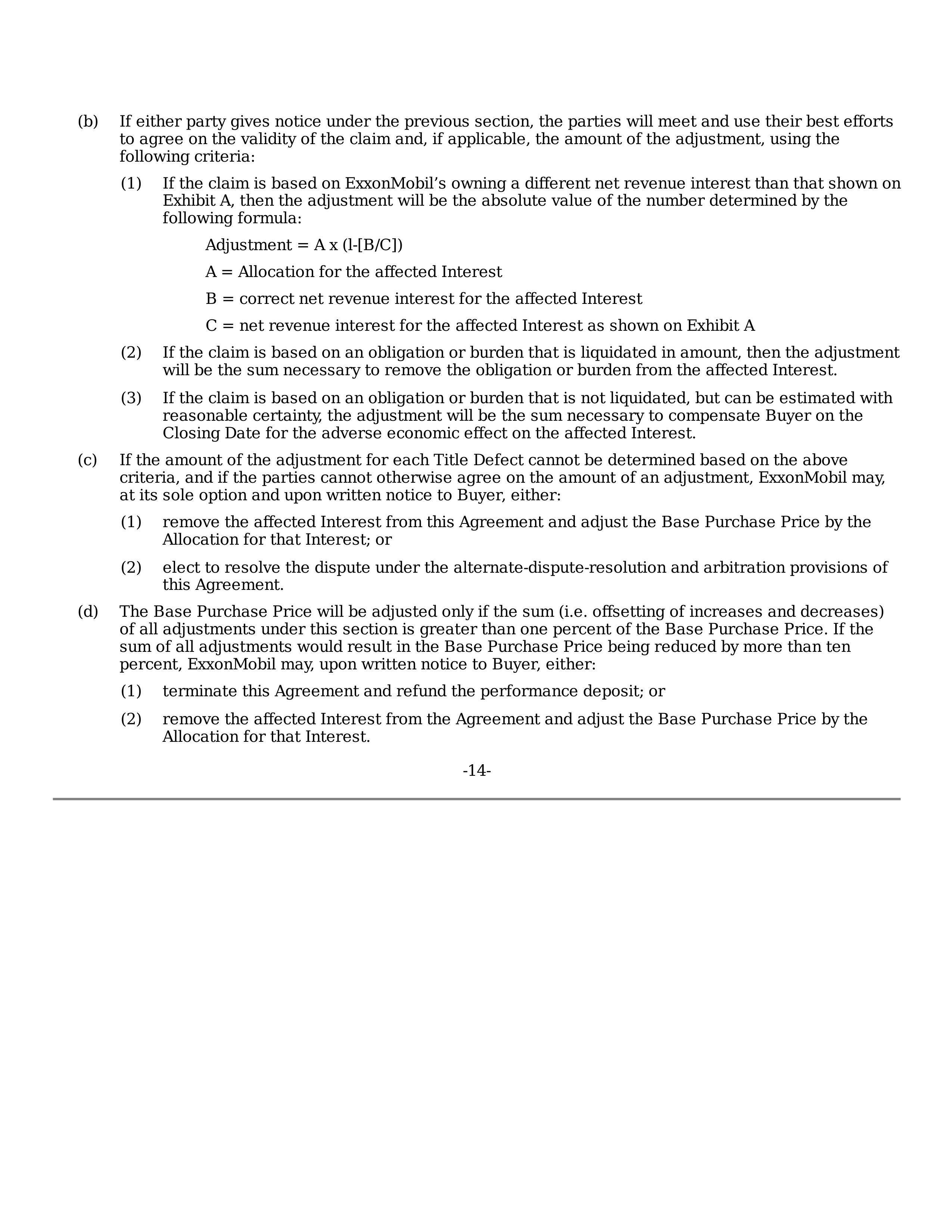 ExxonMobil Purchase and Sale Agreement — page 14