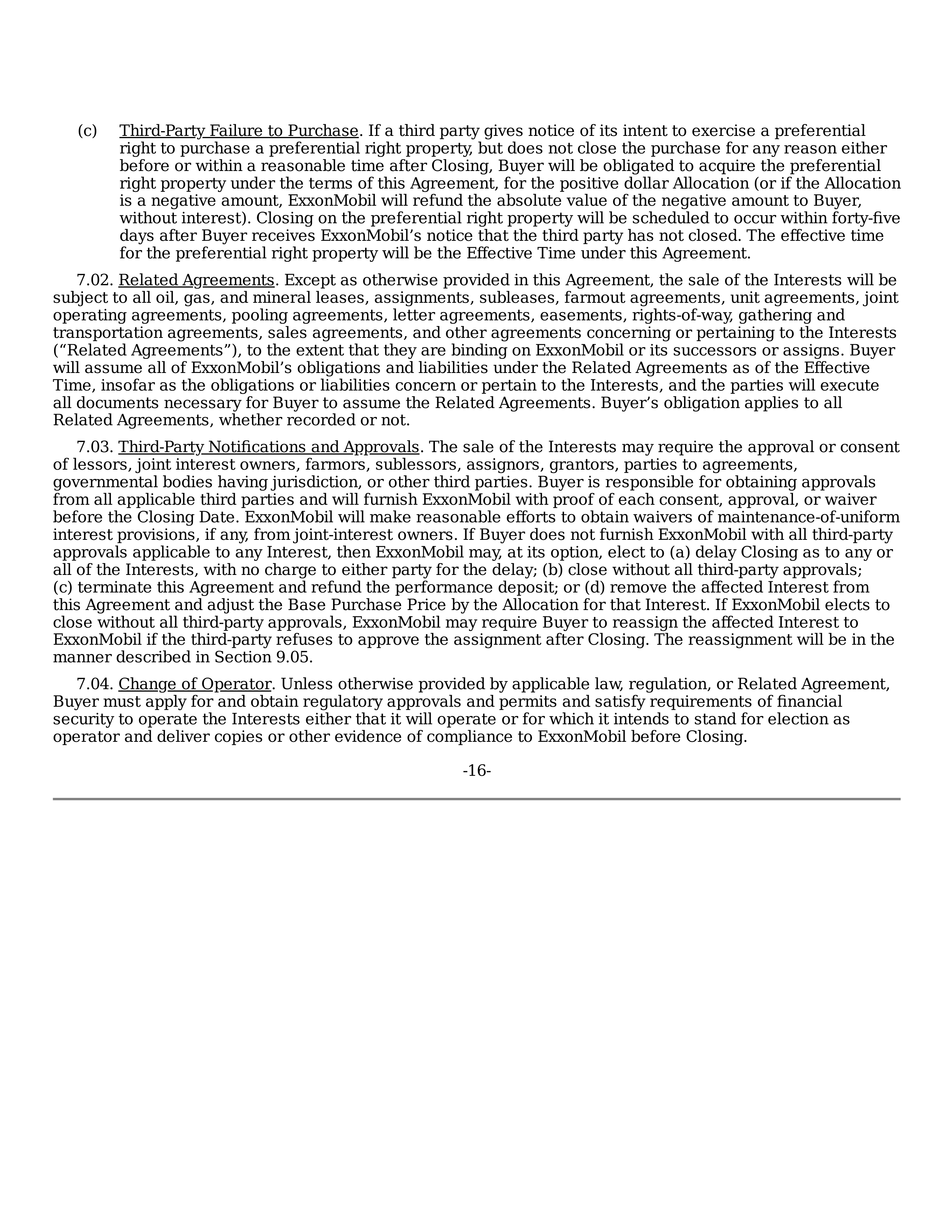 ExxonMobil Purchase and Sale Agreement — page 16