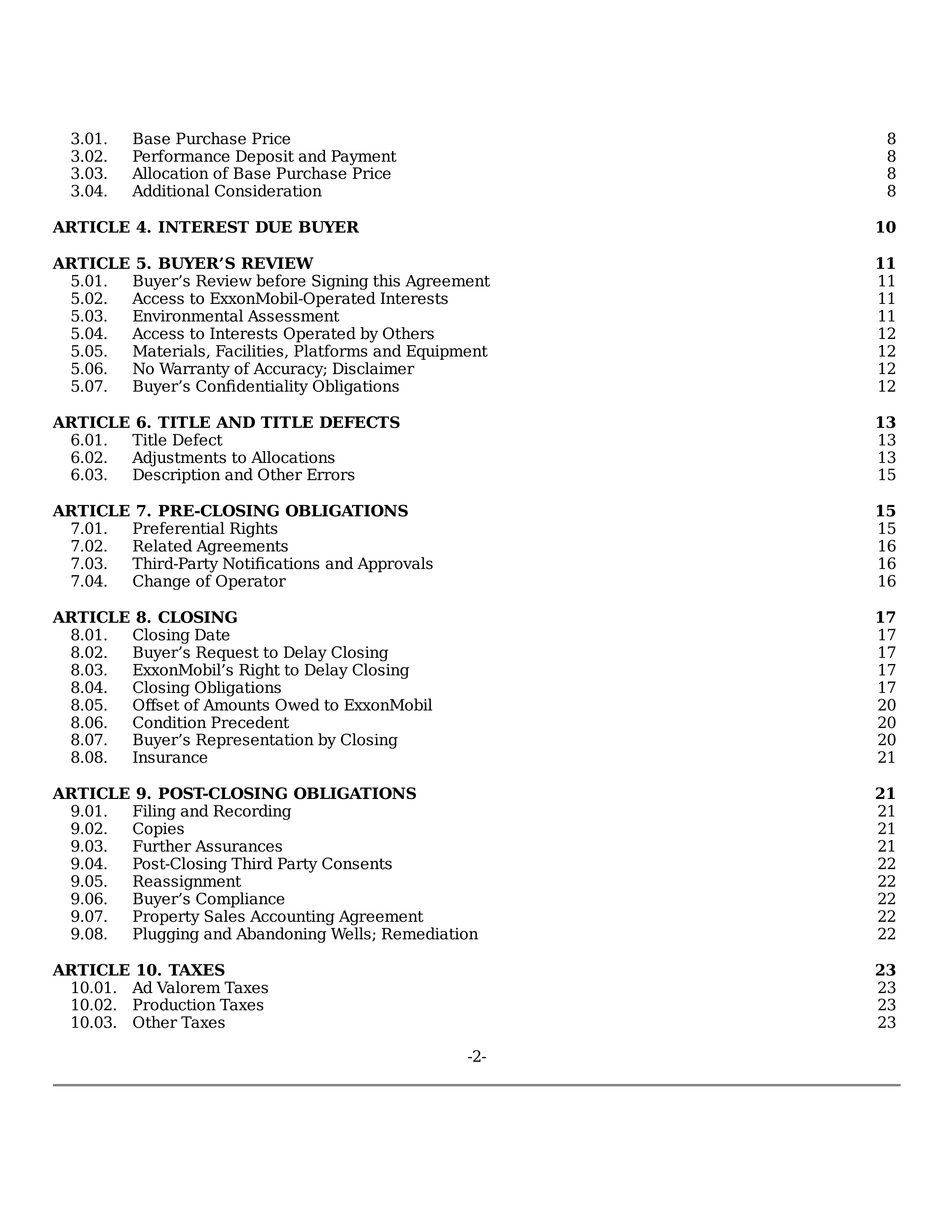 ExxonMobil Purchase and Sale Agreement — page 2