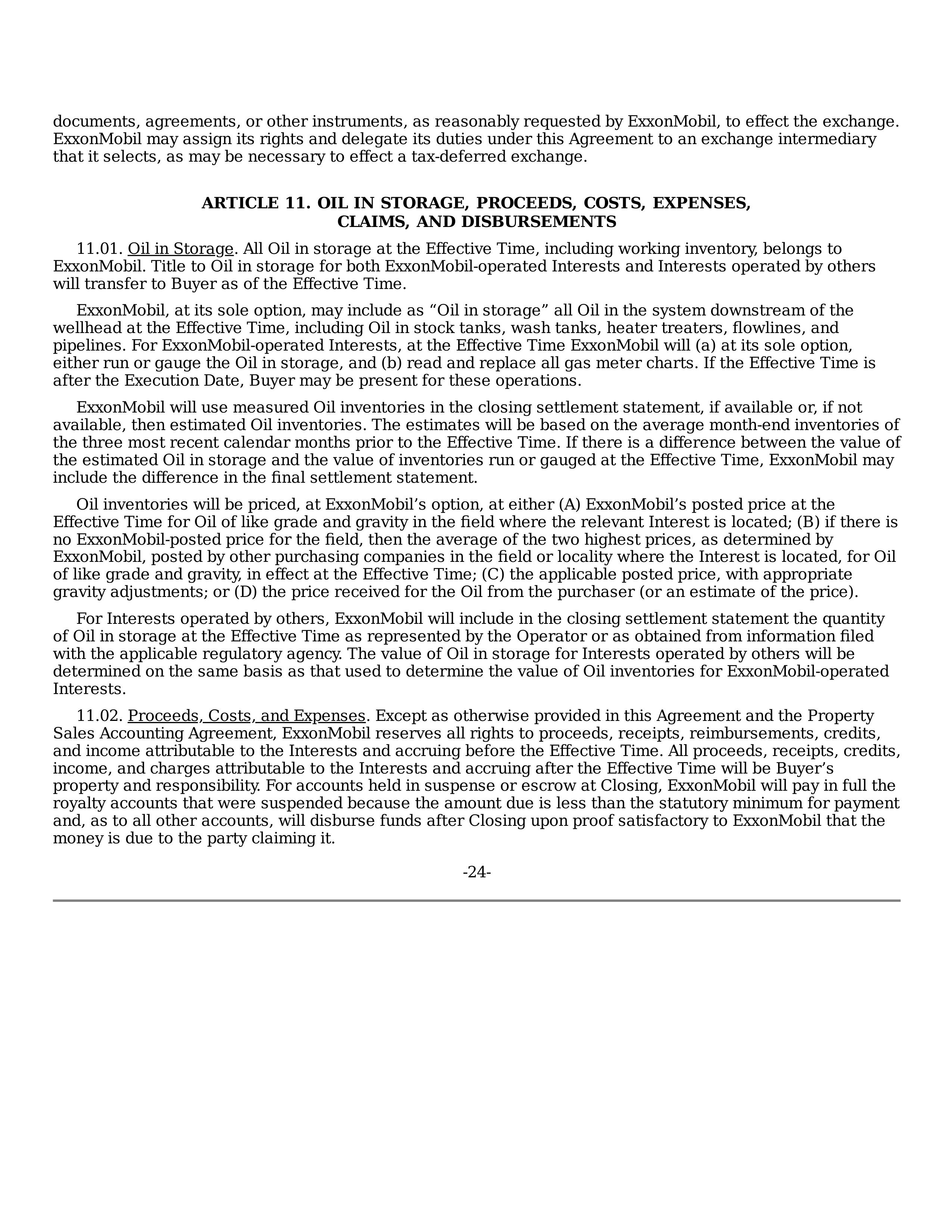 ExxonMobil Purchase and Sale Agreement — page 24