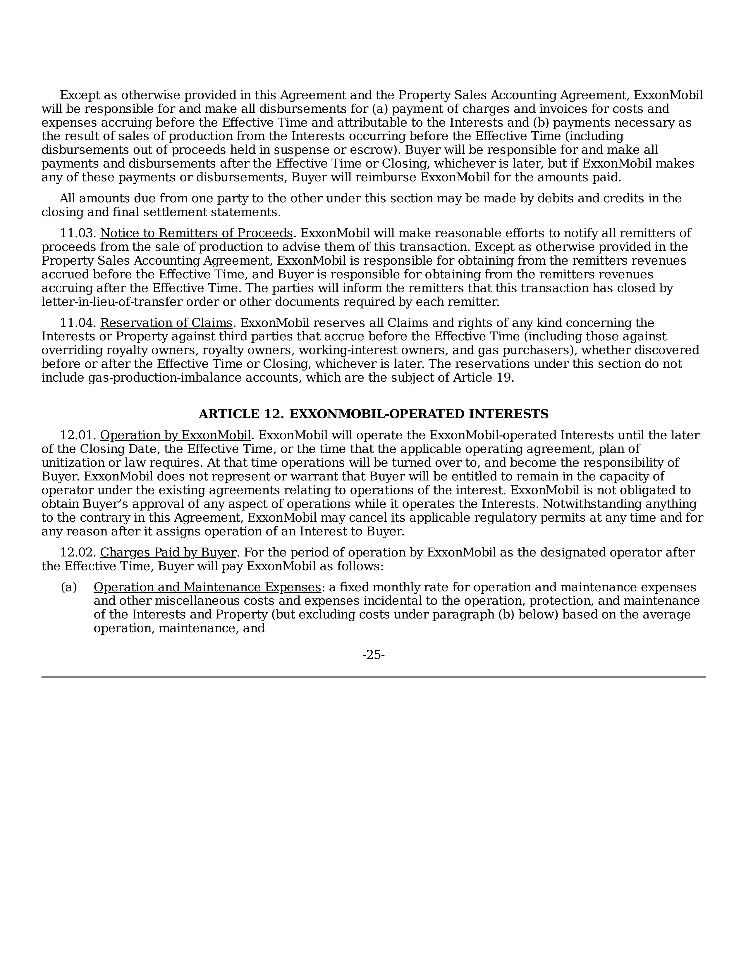 ExxonMobil Purchase and Sale Agreement — page 25