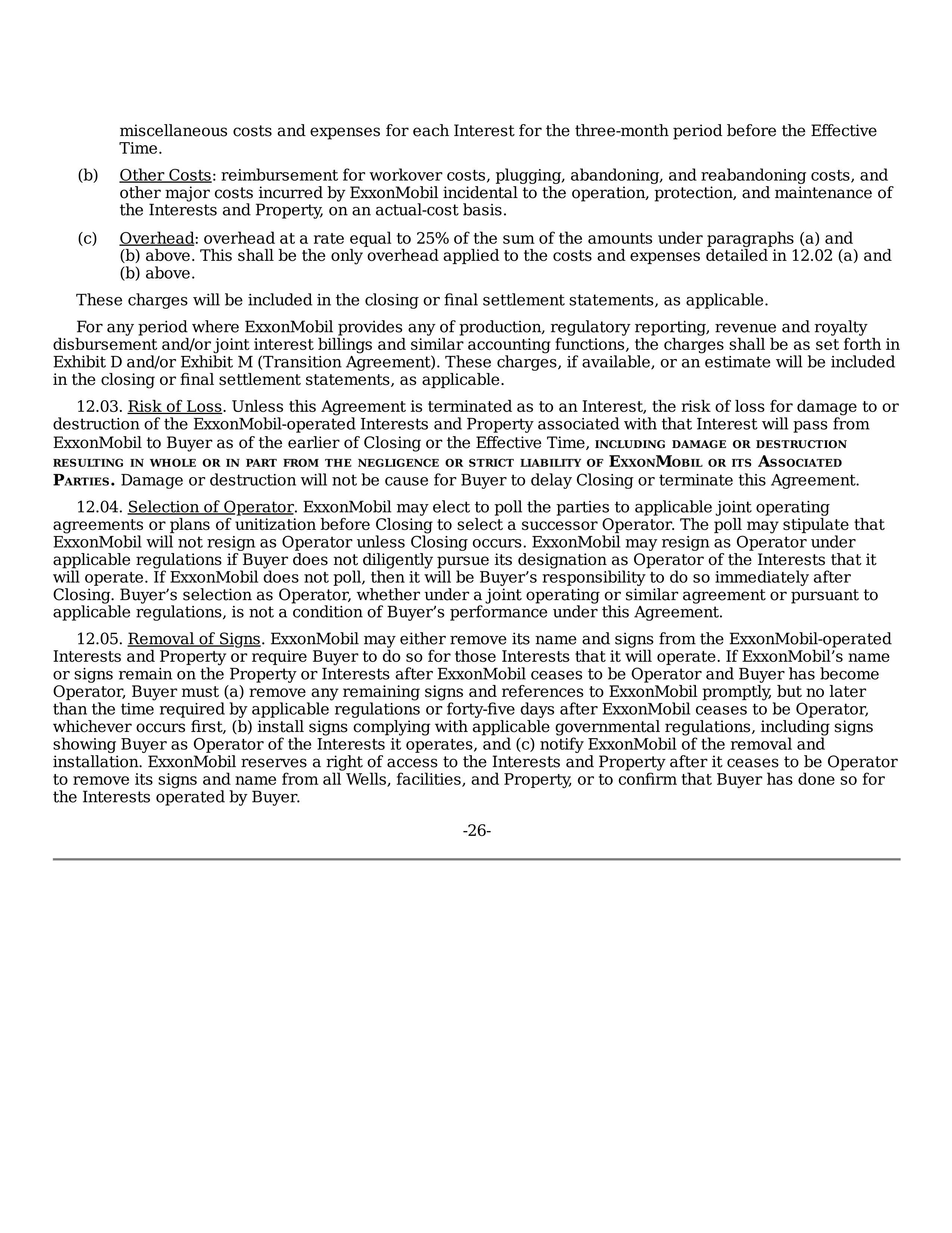 ExxonMobil Purchase and Sale Agreement — page 26