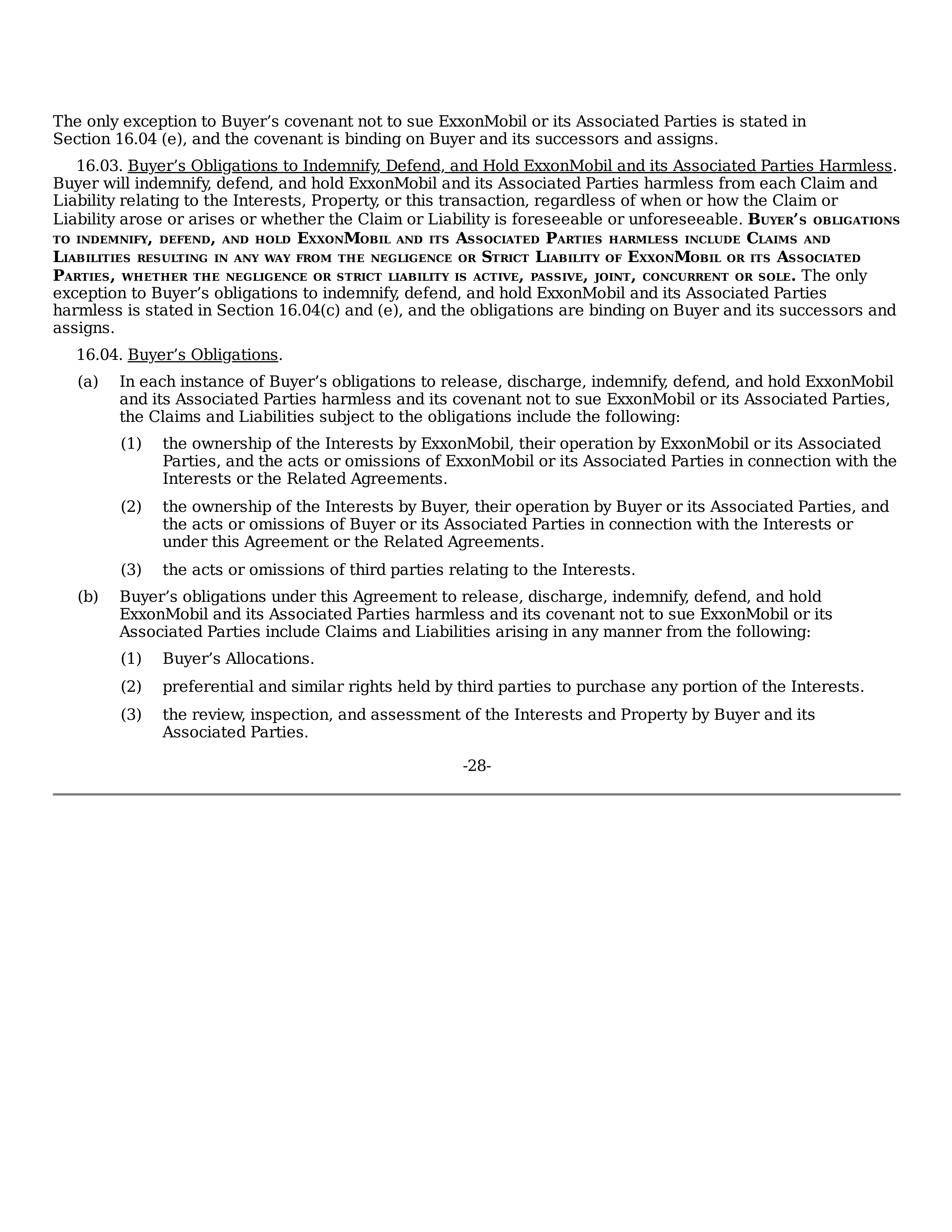 ExxonMobil Purchase and Sale Agreement — page 28