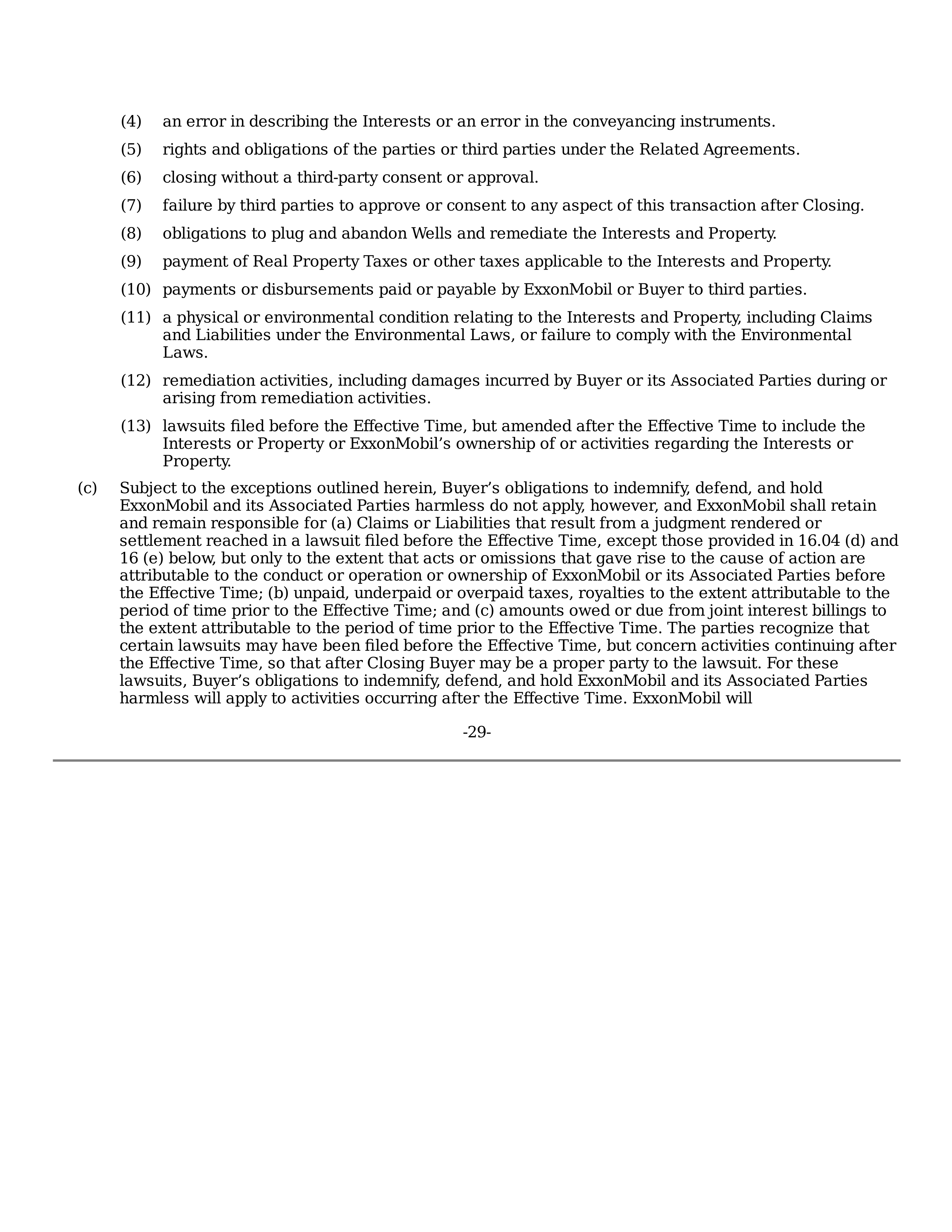 ExxonMobil Purchase and Sale Agreement — page 29