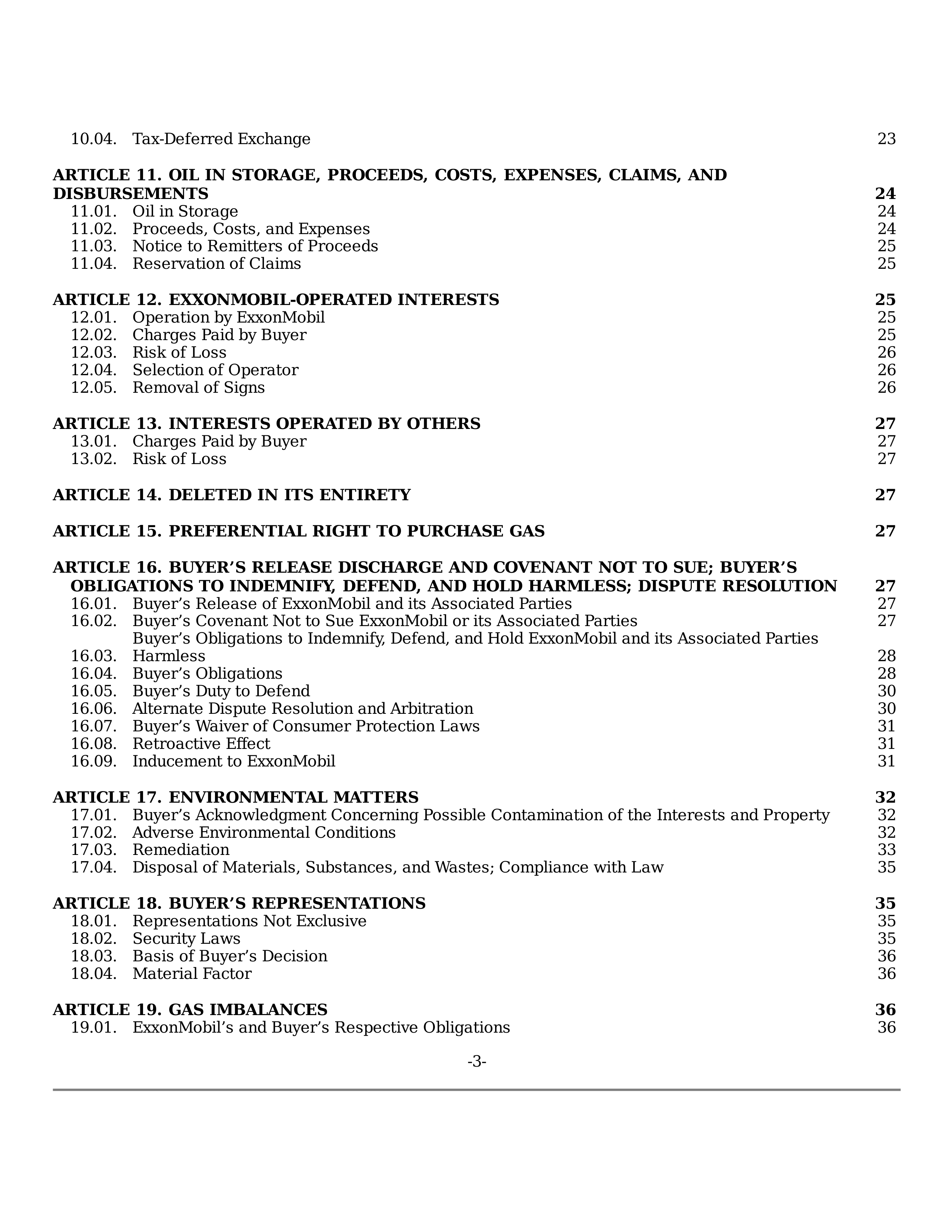 ExxonMobil Purchase and Sale Agreement — page 3