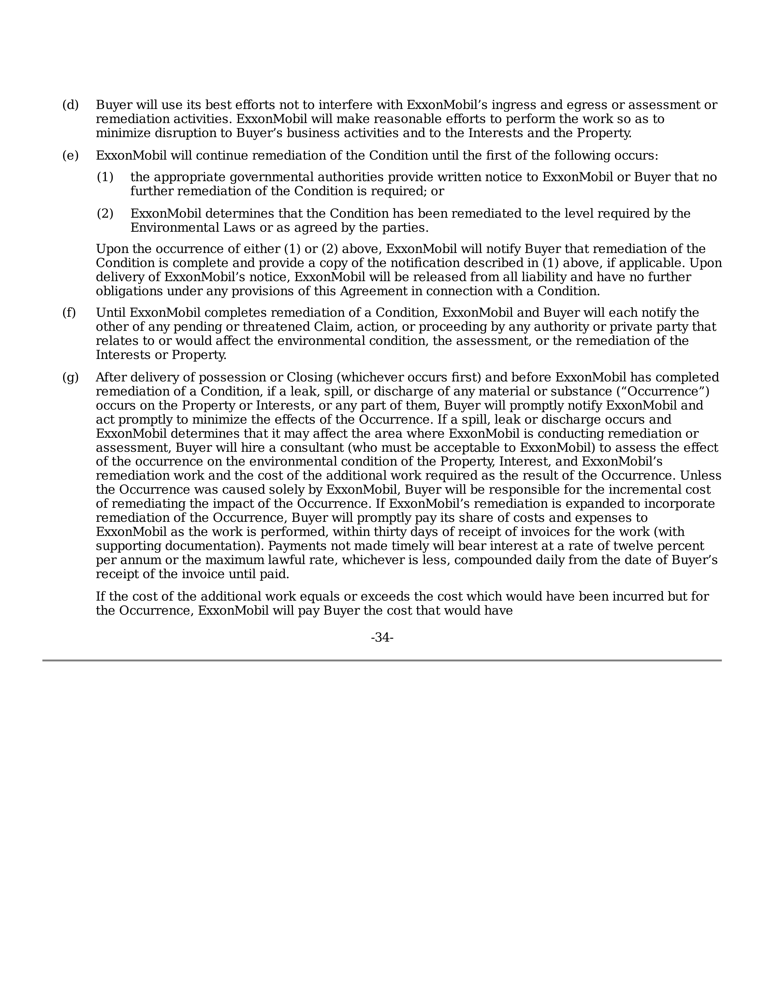 ExxonMobil Purchase and Sale Agreement — page 34