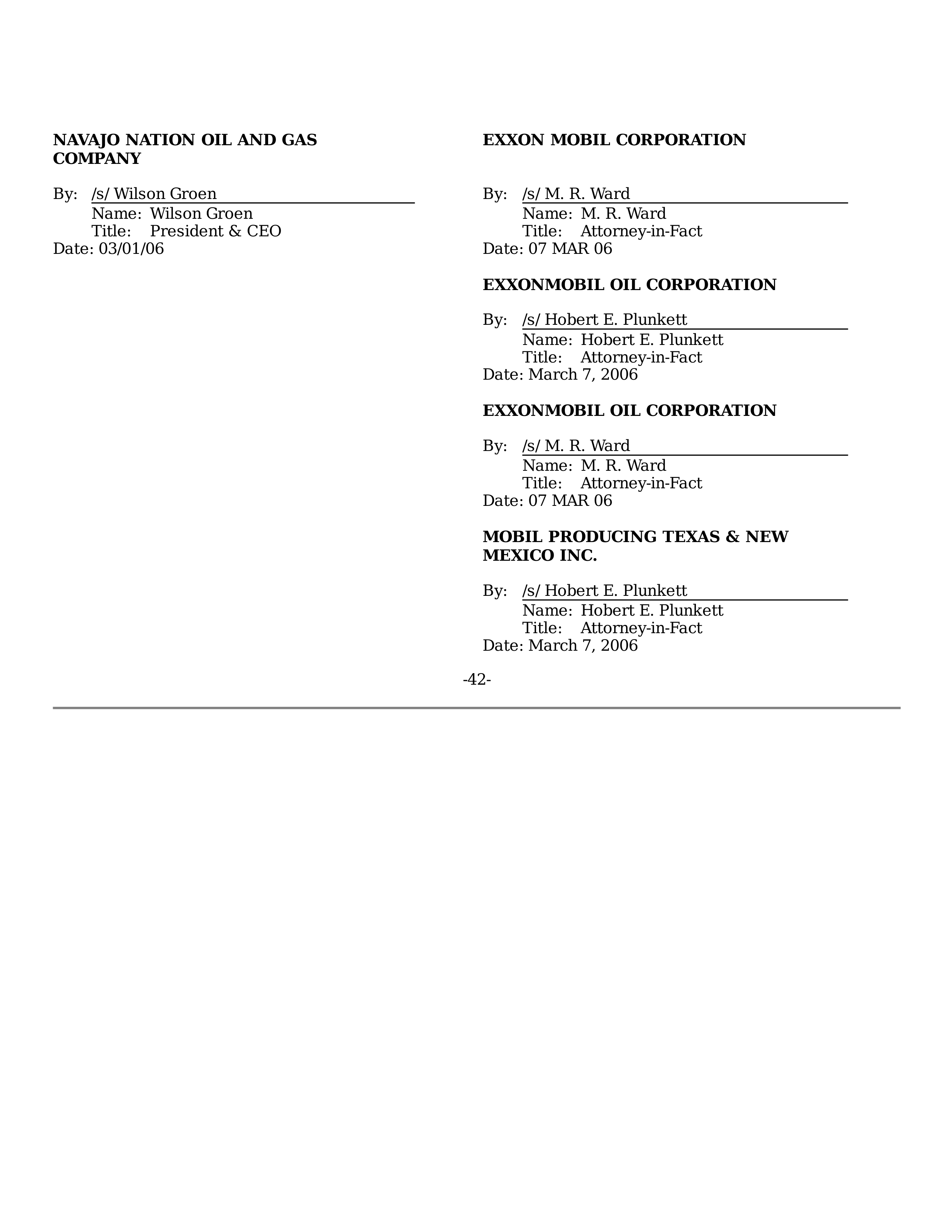 ExxonMobil Purchase and Sale Agreement — page 42