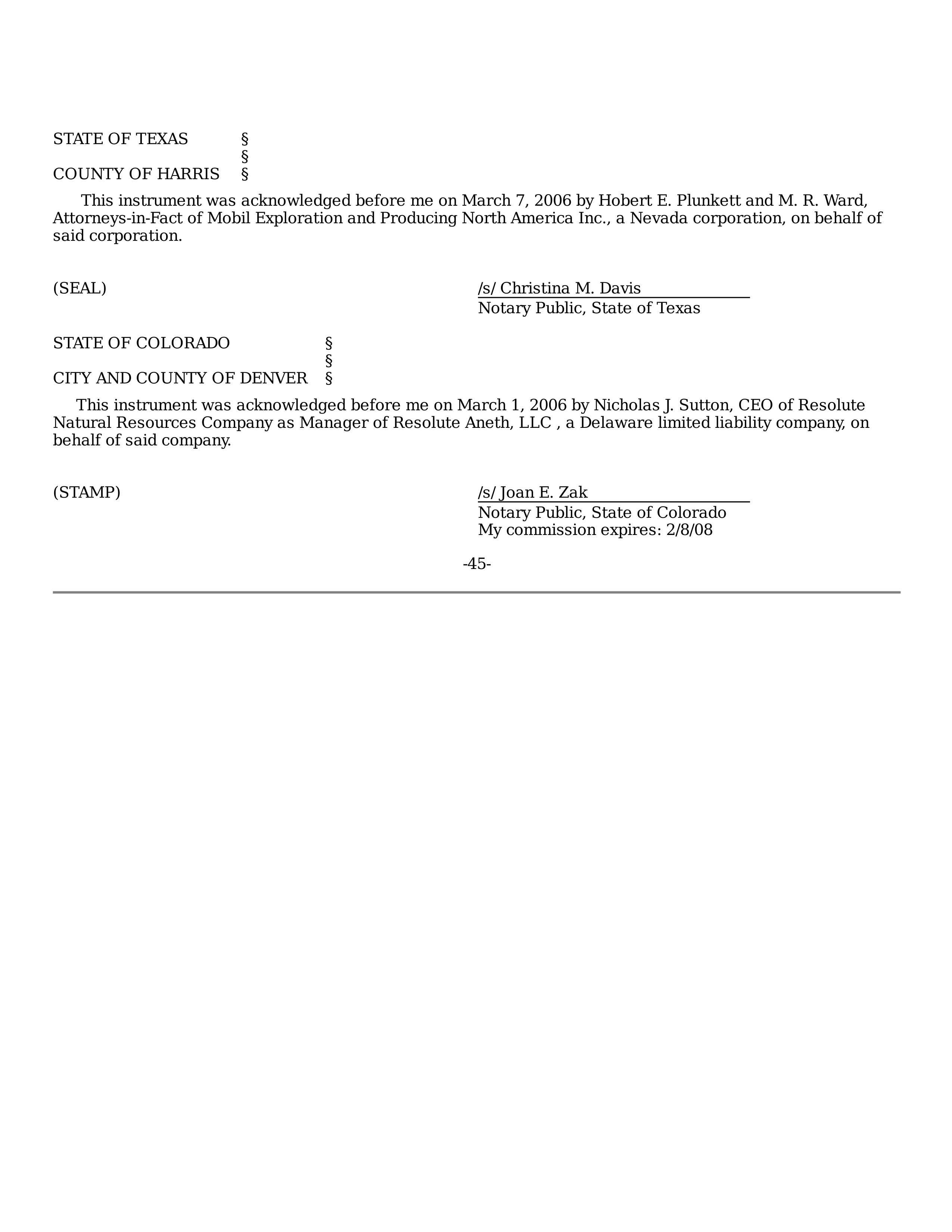 ExxonMobil Purchase and Sale Agreement — page 45