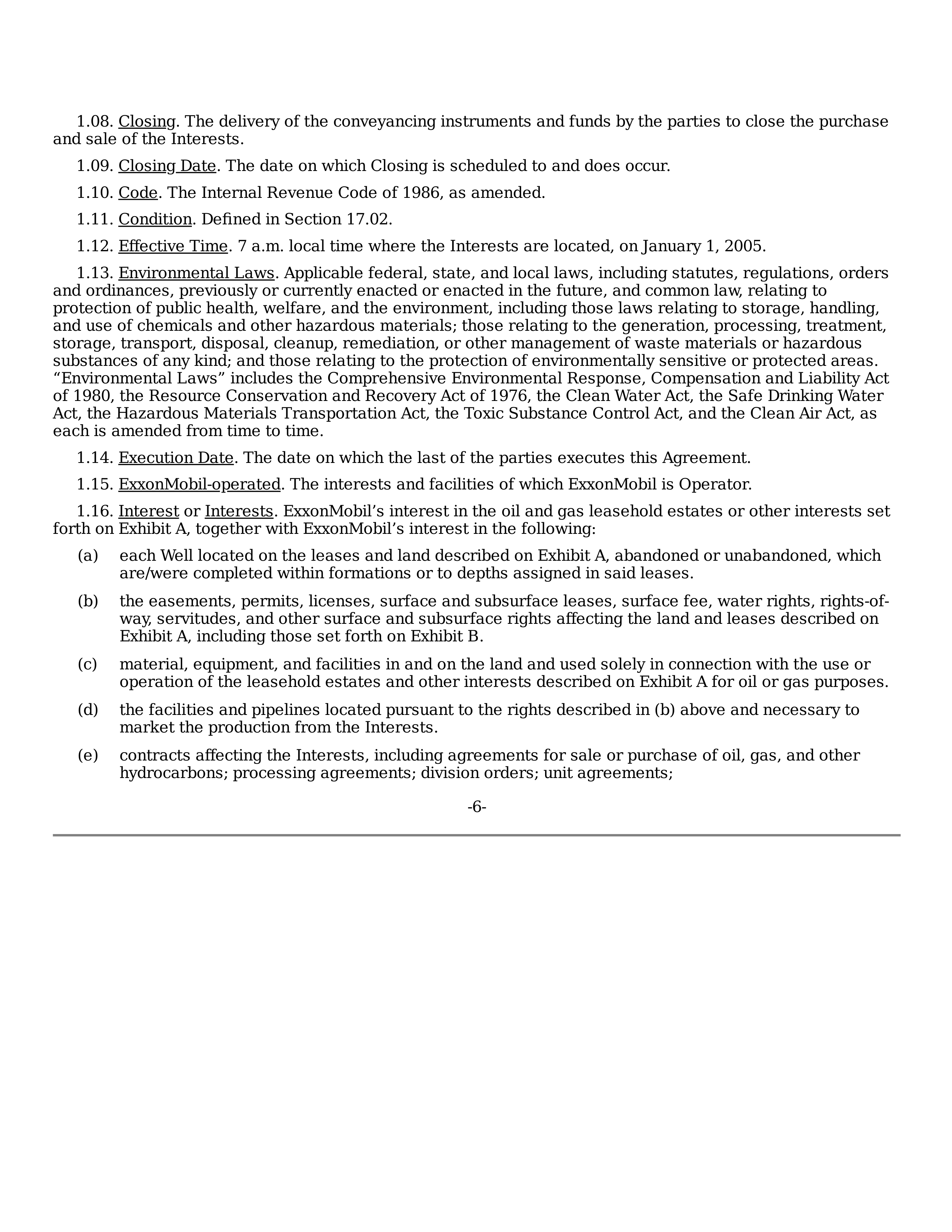 ExxonMobil Purchase and Sale Agreement — page 6