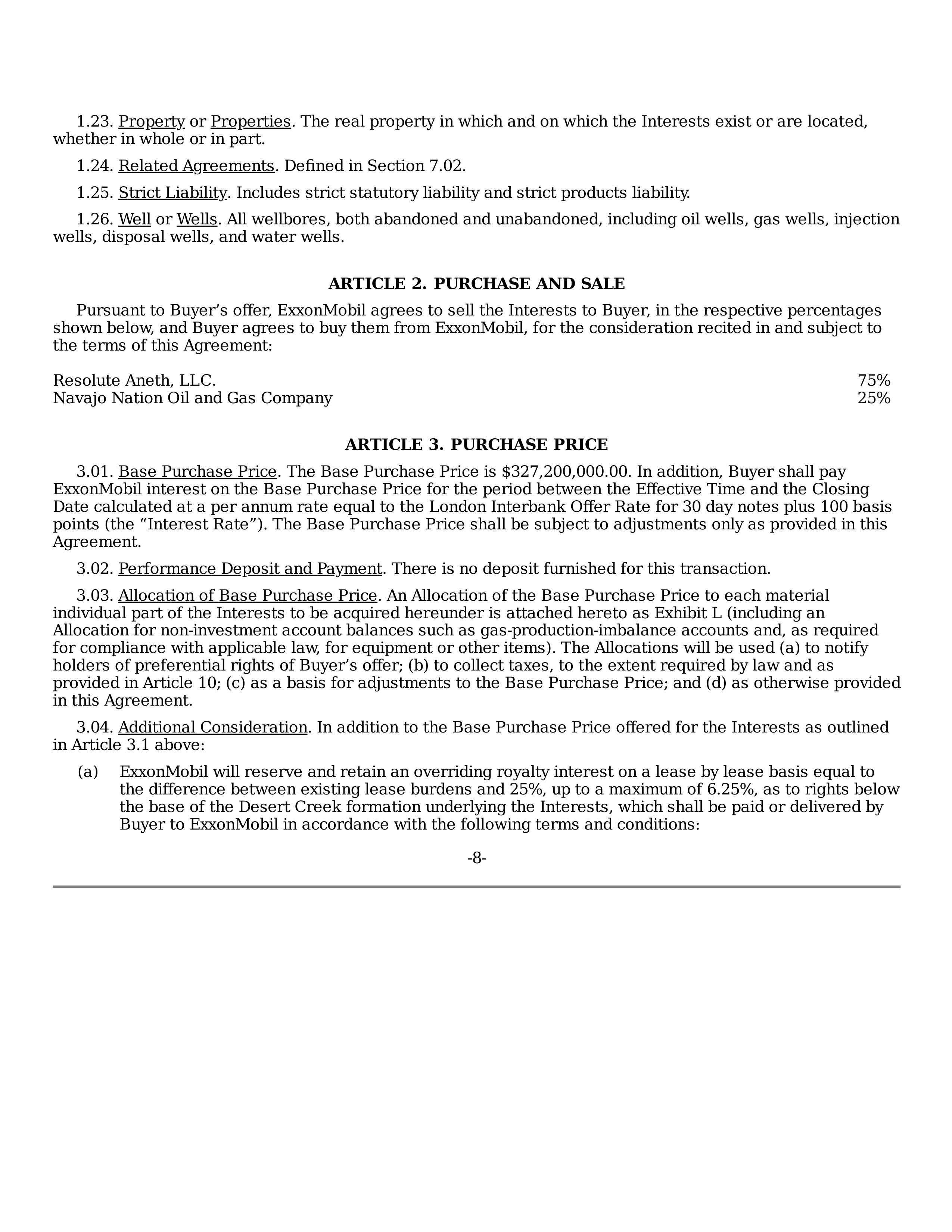 ExxonMobil Purchase and Sale Agreement — page 8