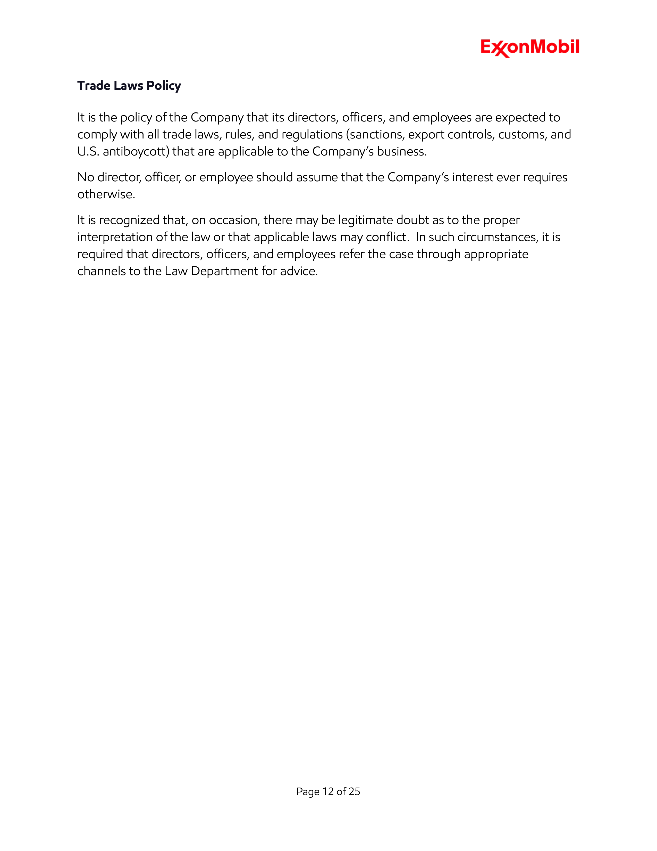 ExxonMobil Standards of Business Conduct Handbook — page 12