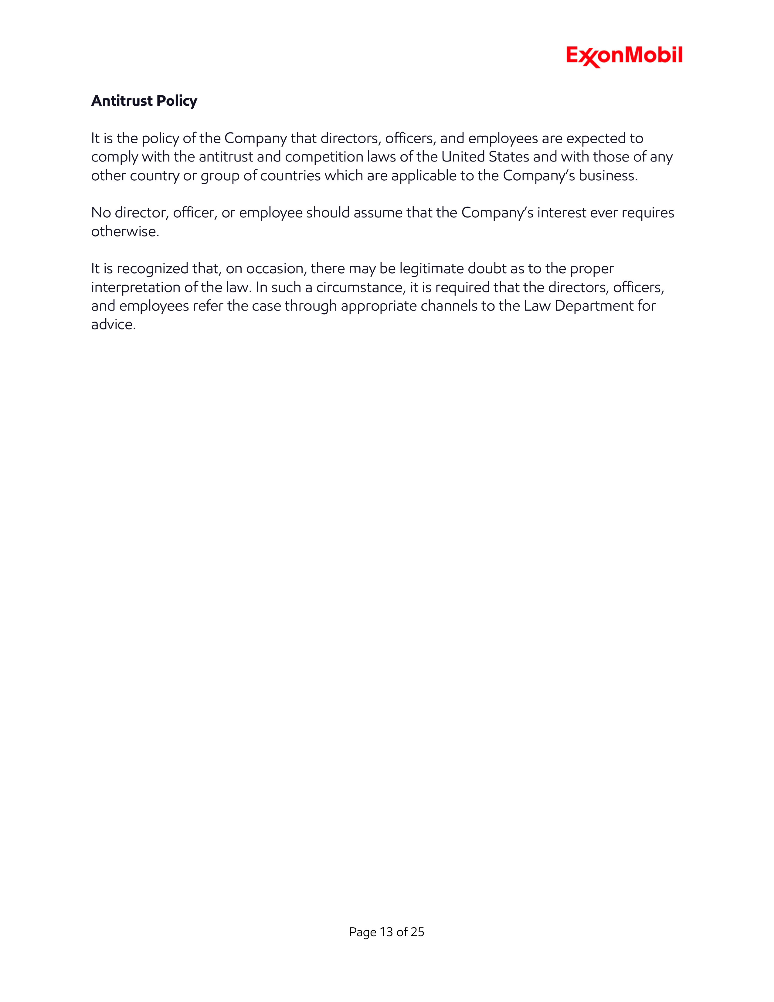 ExxonMobil Standards of Business Conduct Handbook — page 13