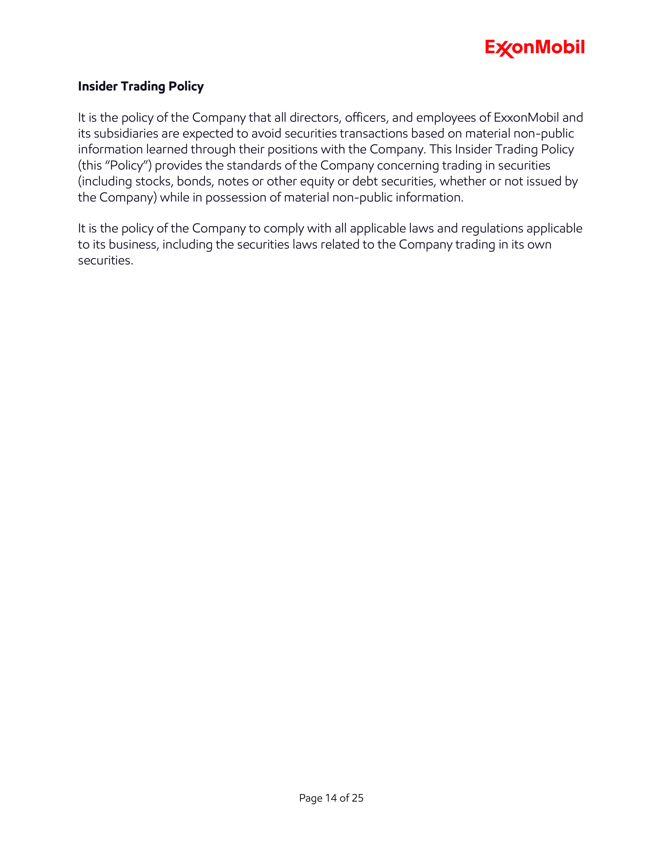 ExxonMobil Standards of Business Conduct Handbook — page 14