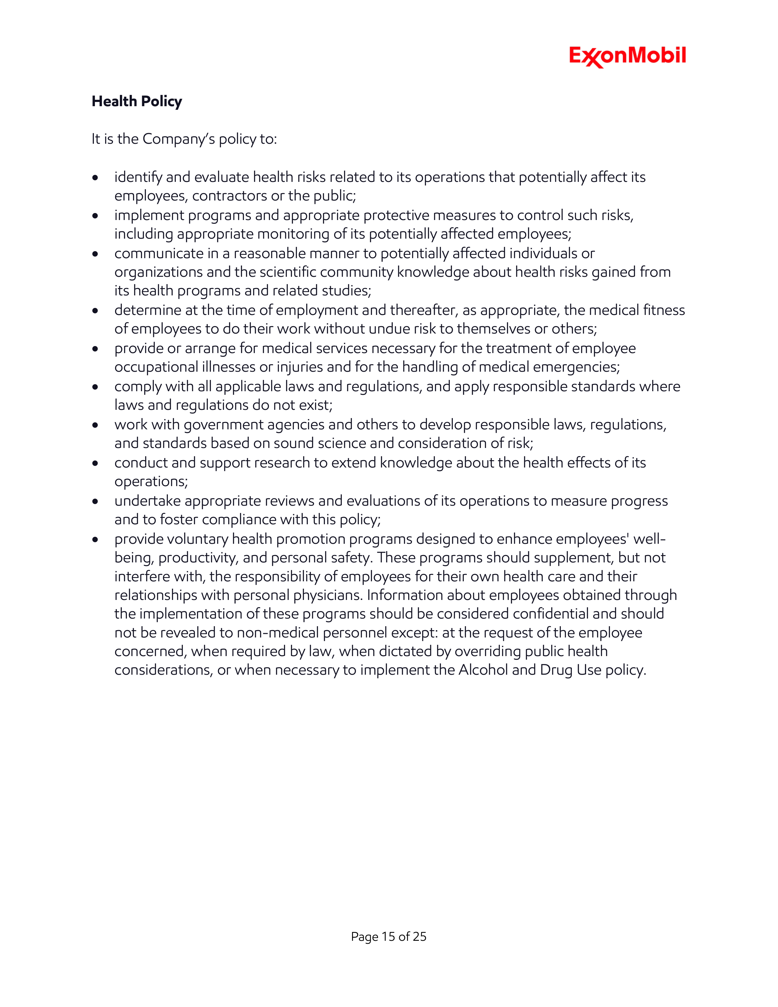 ExxonMobil Standards of Business Conduct Handbook — page 15