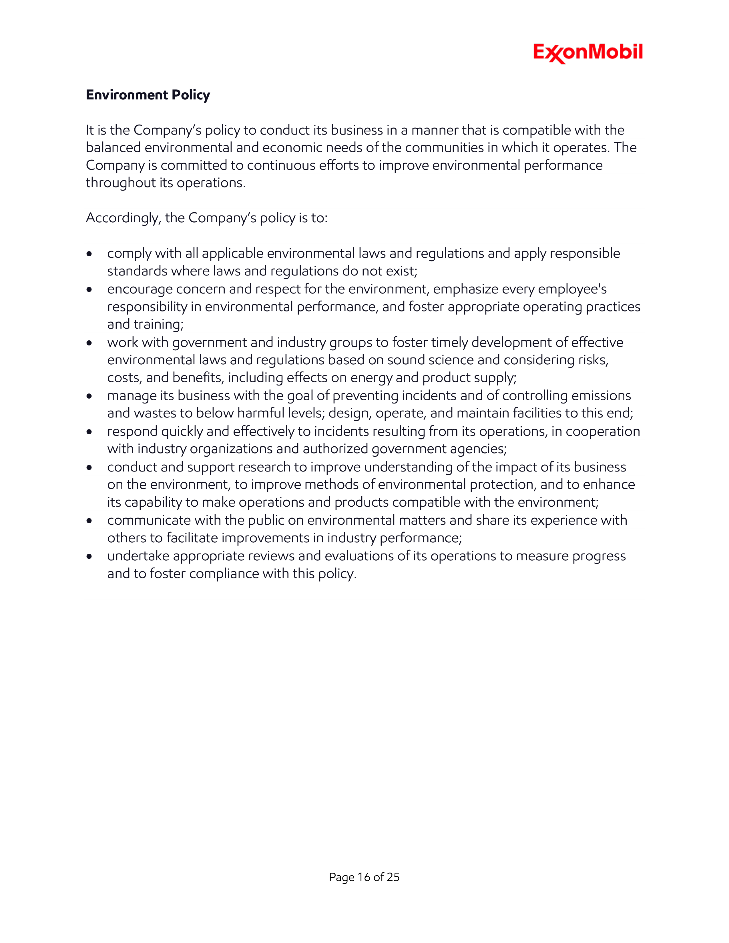 ExxonMobil Standards of Business Conduct Handbook — page 16