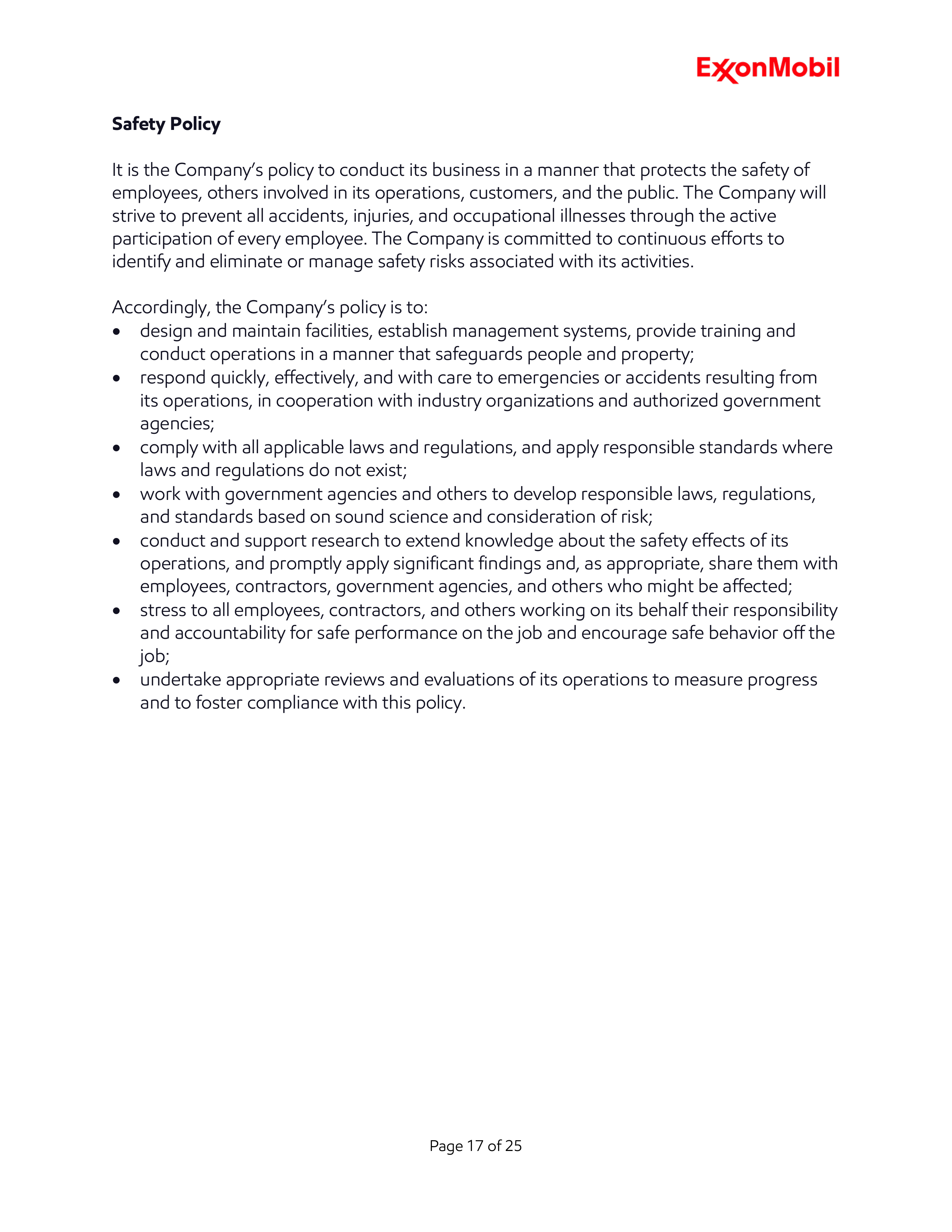 ExxonMobil Standards of Business Conduct Handbook — page 17