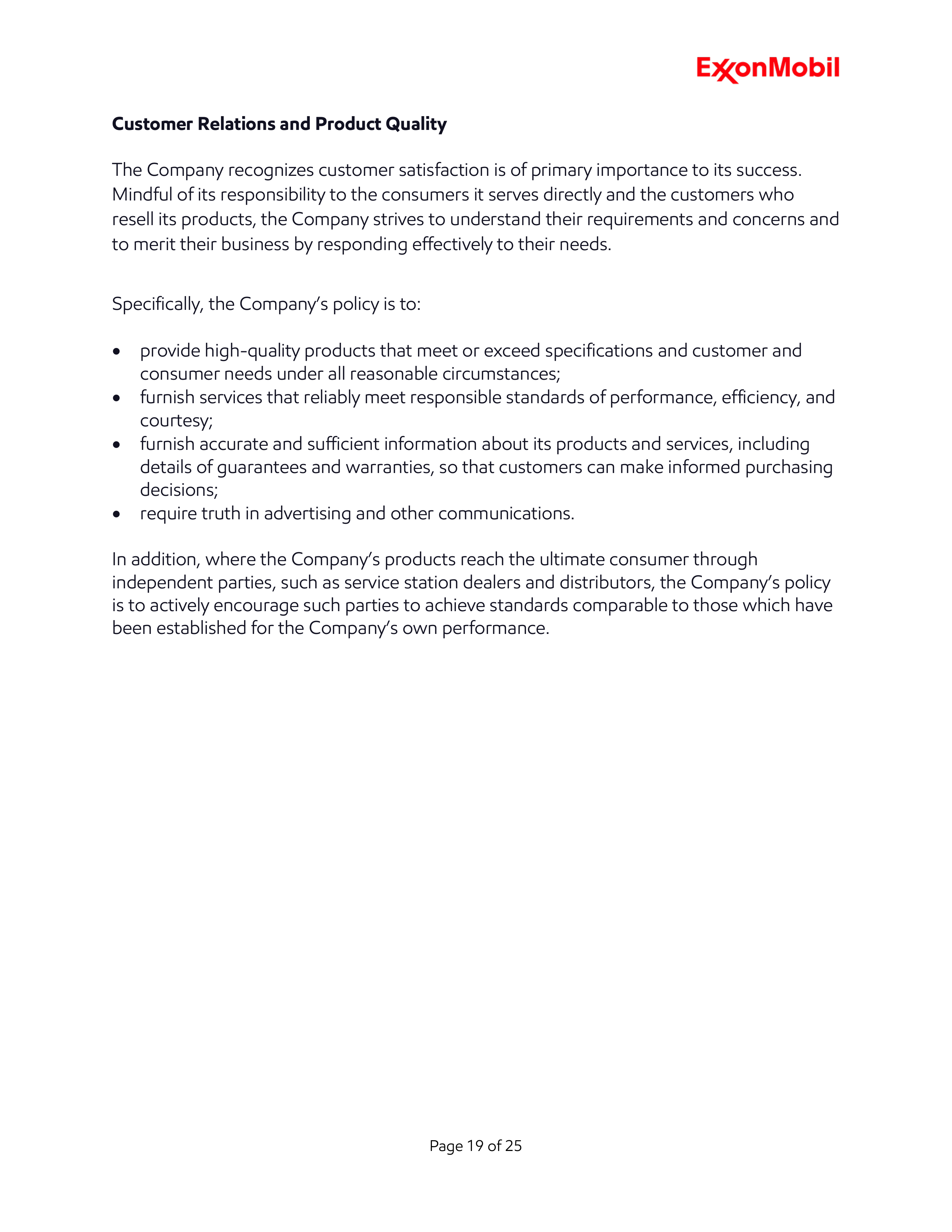 ExxonMobil Standards of Business Conduct Handbook — page 19