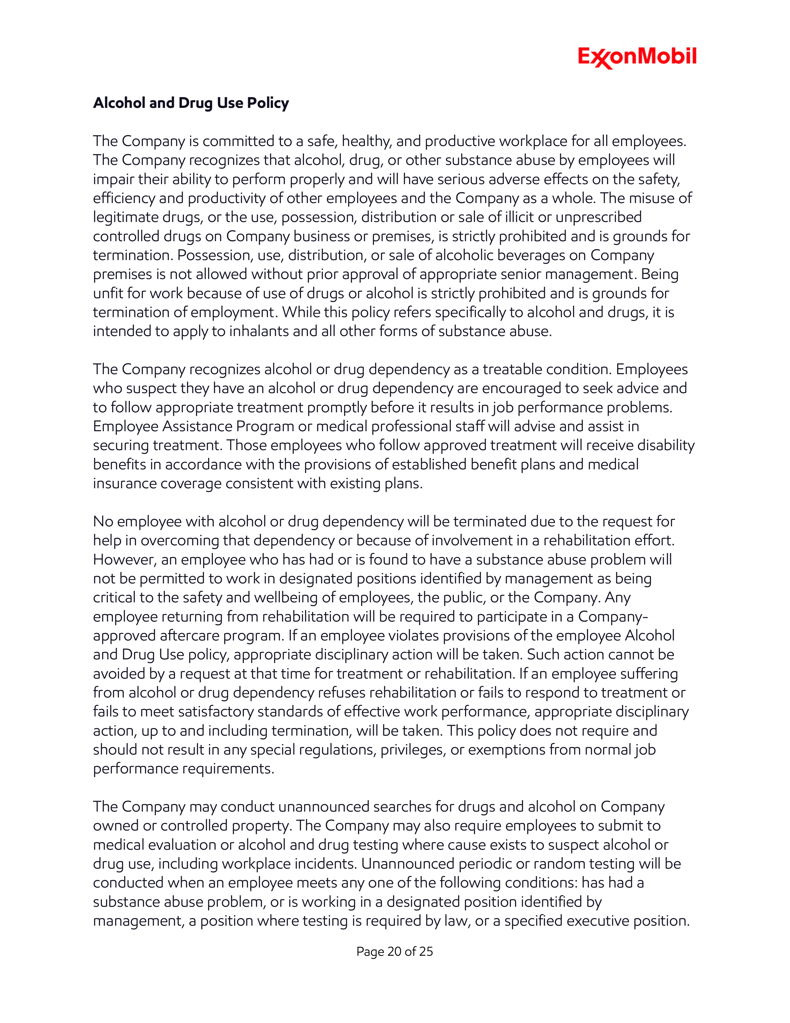 ExxonMobil Standards of Business Conduct Handbook — page 20
