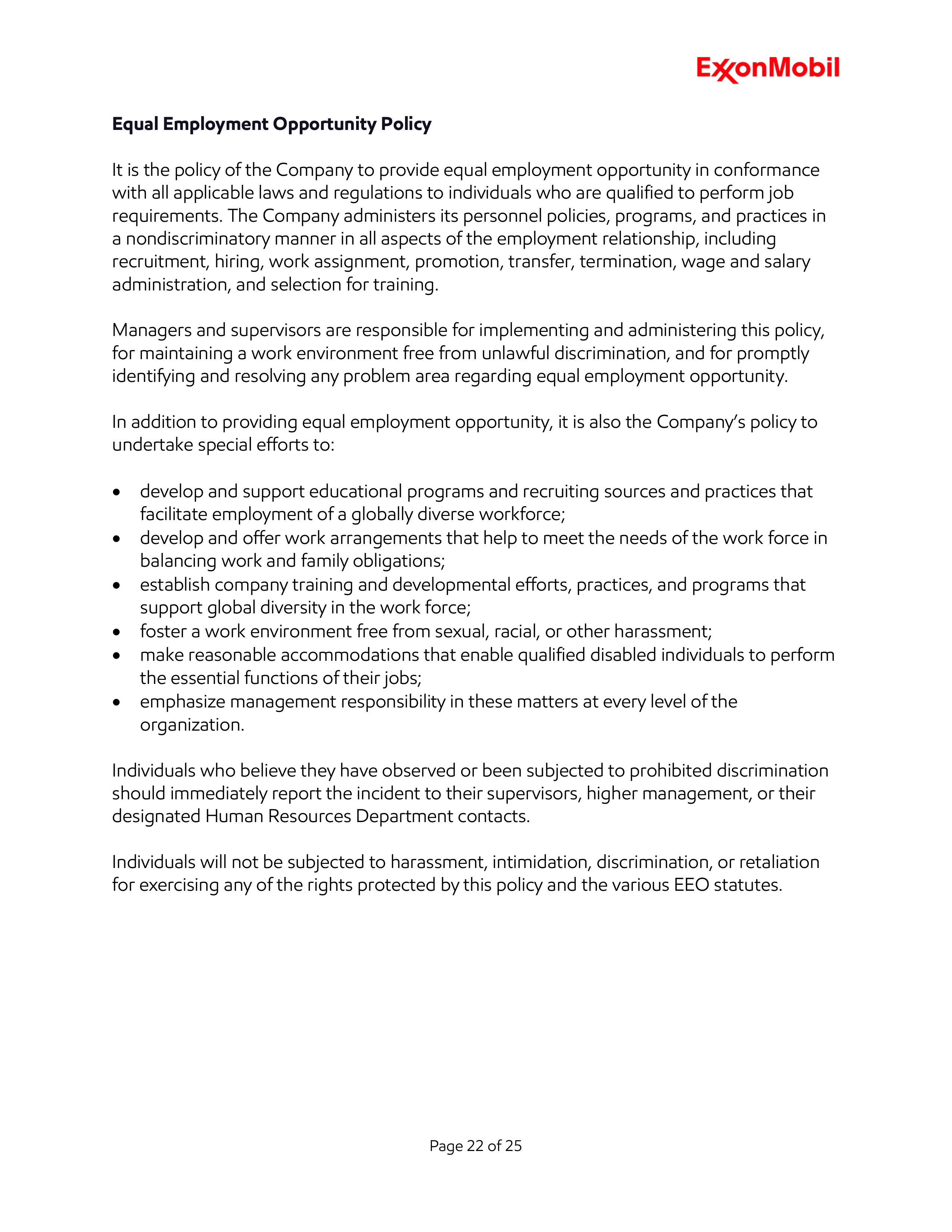 ExxonMobil Standards of Business Conduct Handbook — page 22