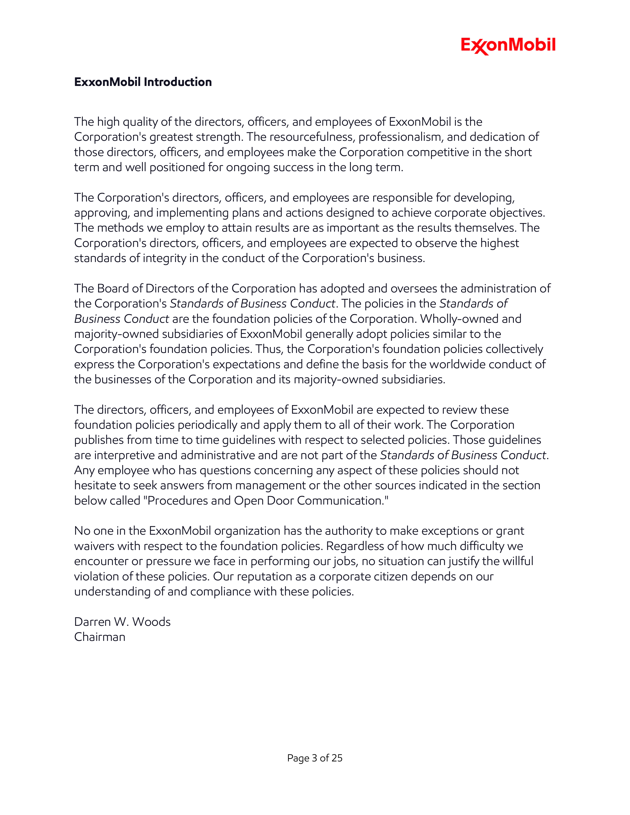ExxonMobil Standards of Business Conduct Handbook — page 3
