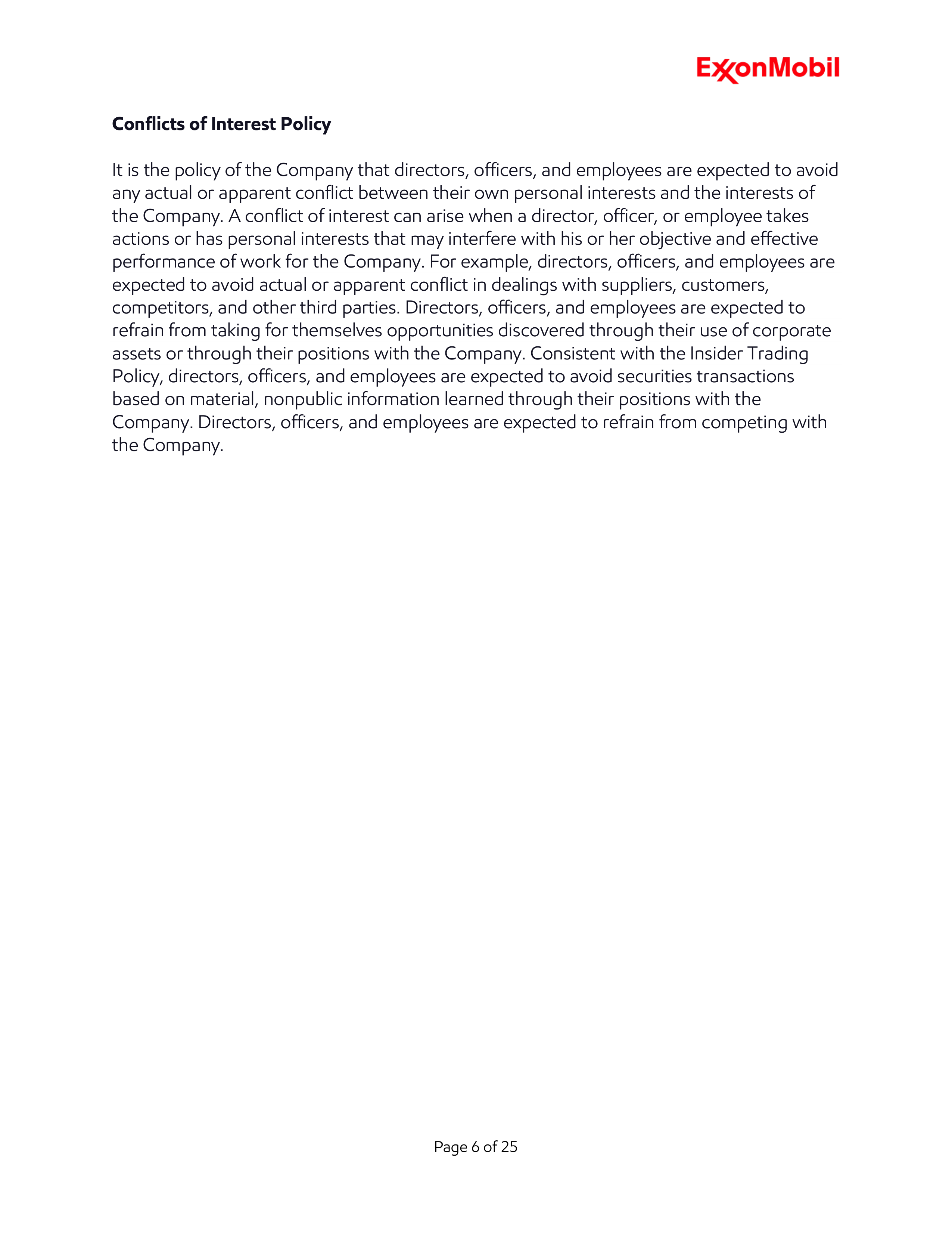 ExxonMobil Standards of Business Conduct Handbook — page 6