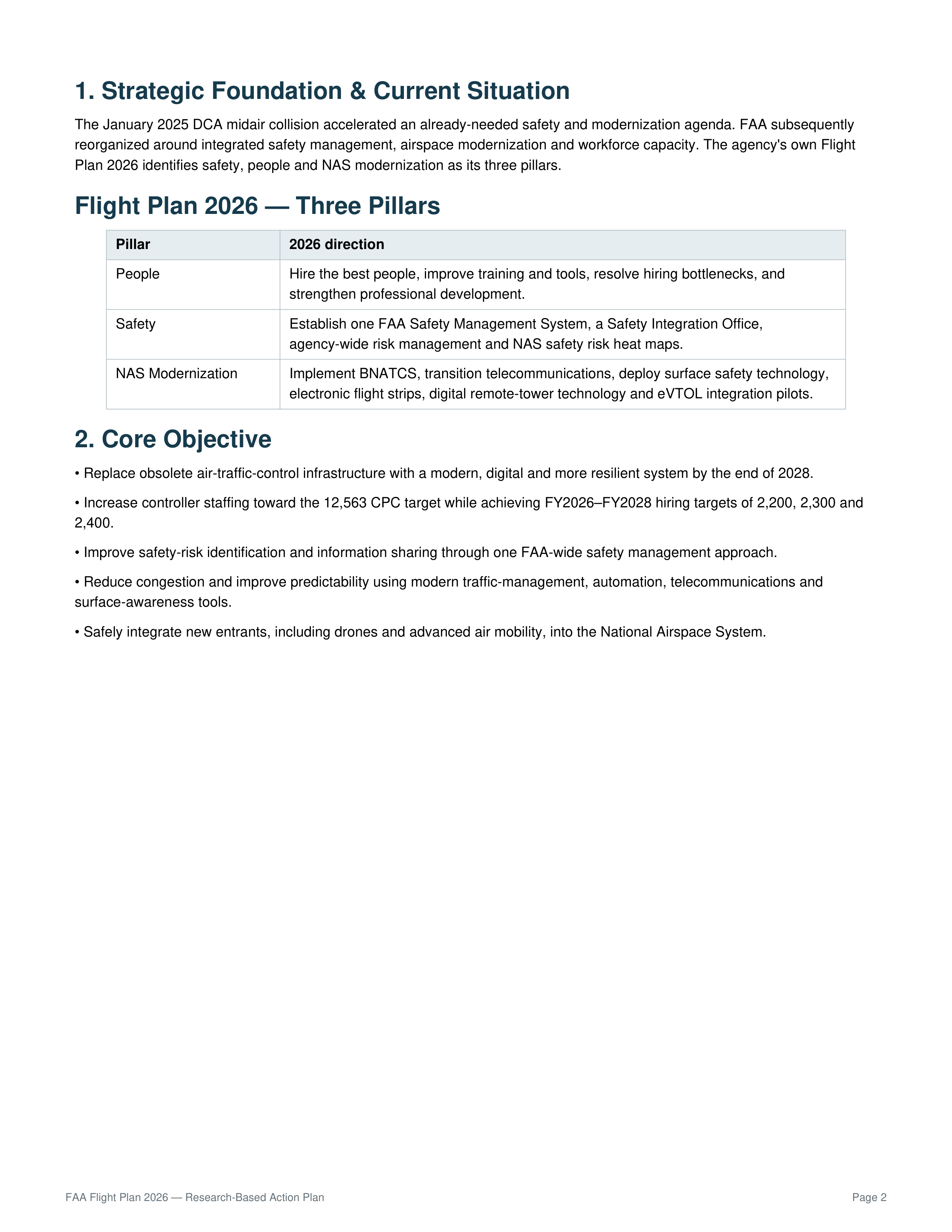 FAA Air Traffic Control Modernization & National Airspace Transformation Action Plan — page 2