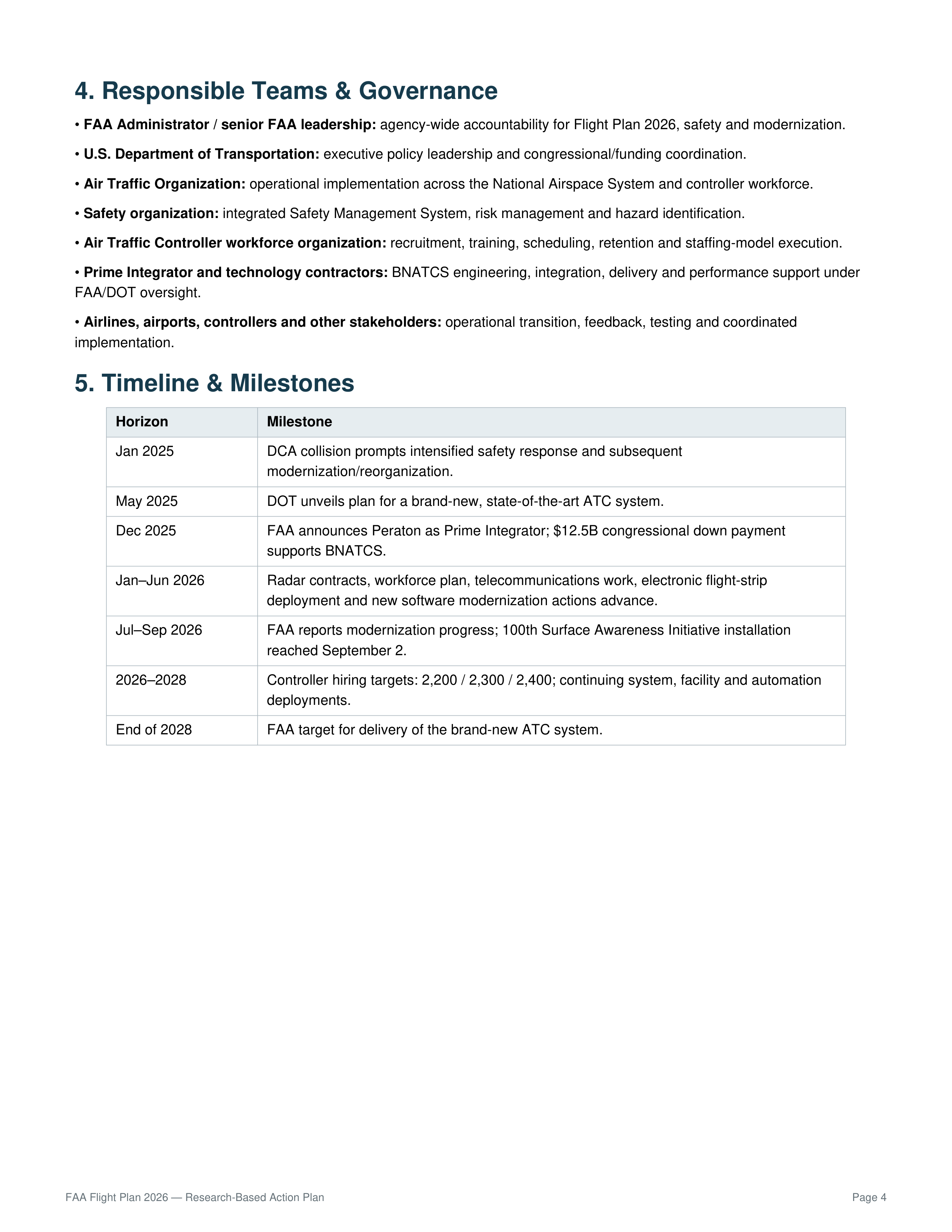 FAA Air Traffic Control Modernization & National Airspace Transformation Action Plan — page 4