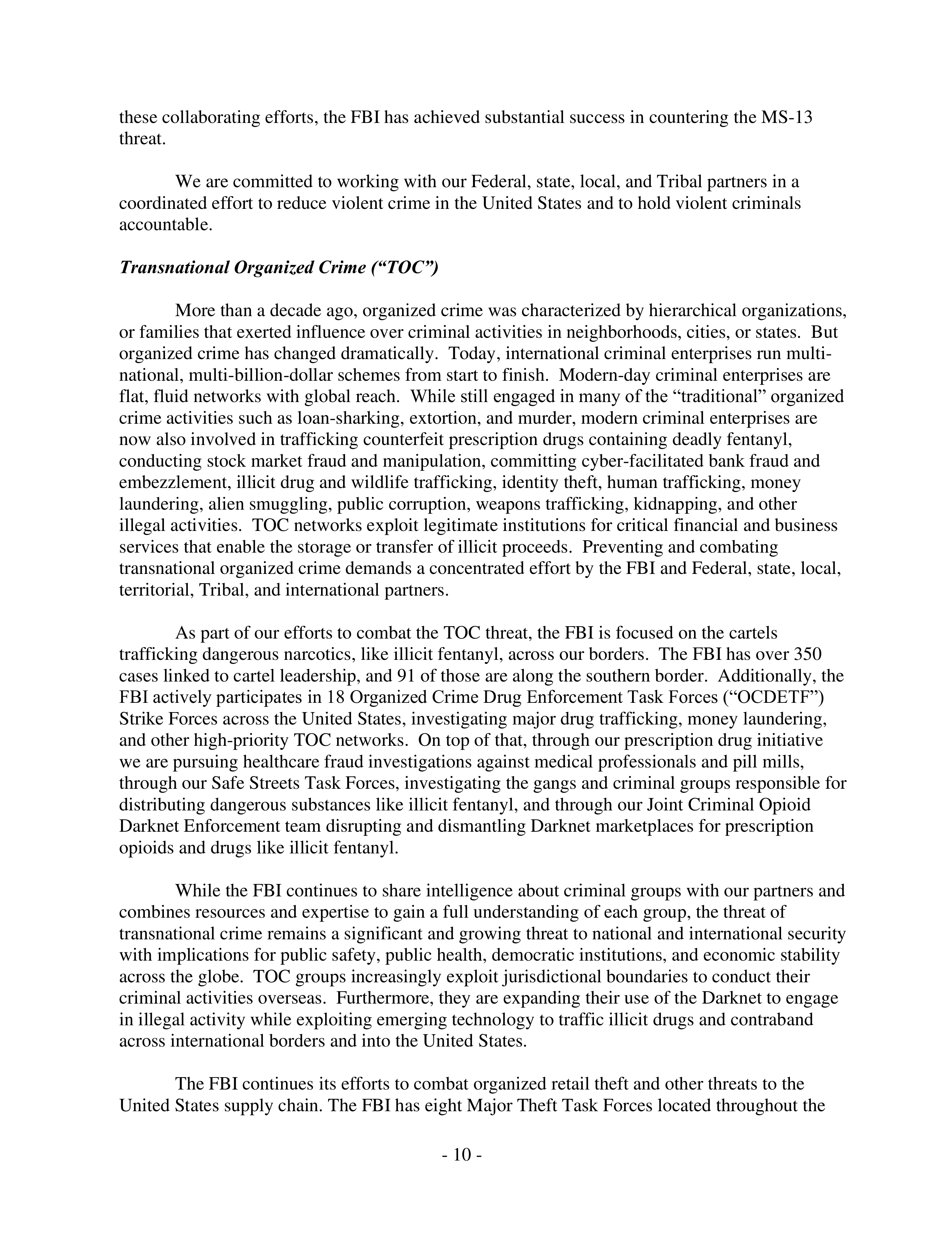 FBI Oversight Hearing Opening Statement — page 11