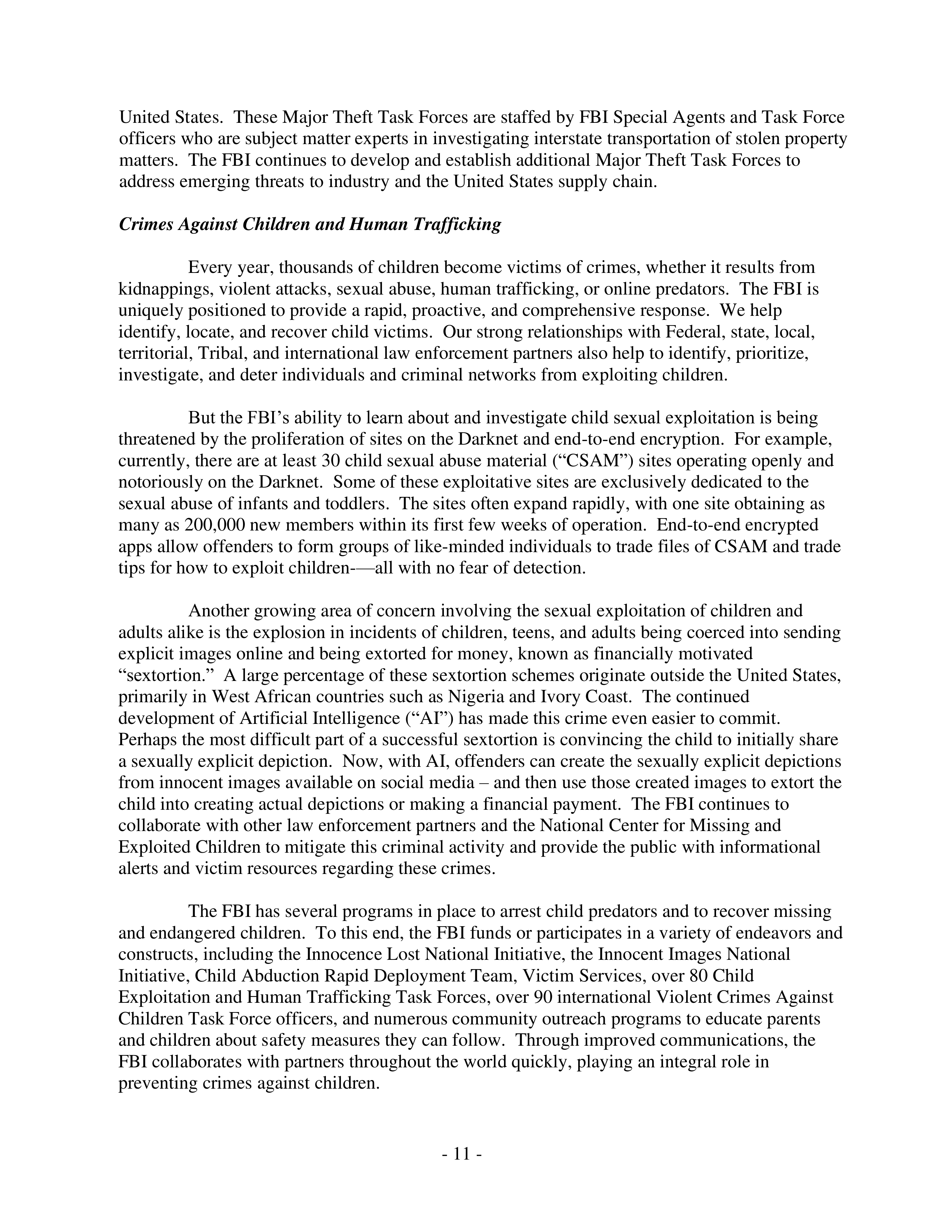 FBI Oversight Hearing Opening Statement — page 12