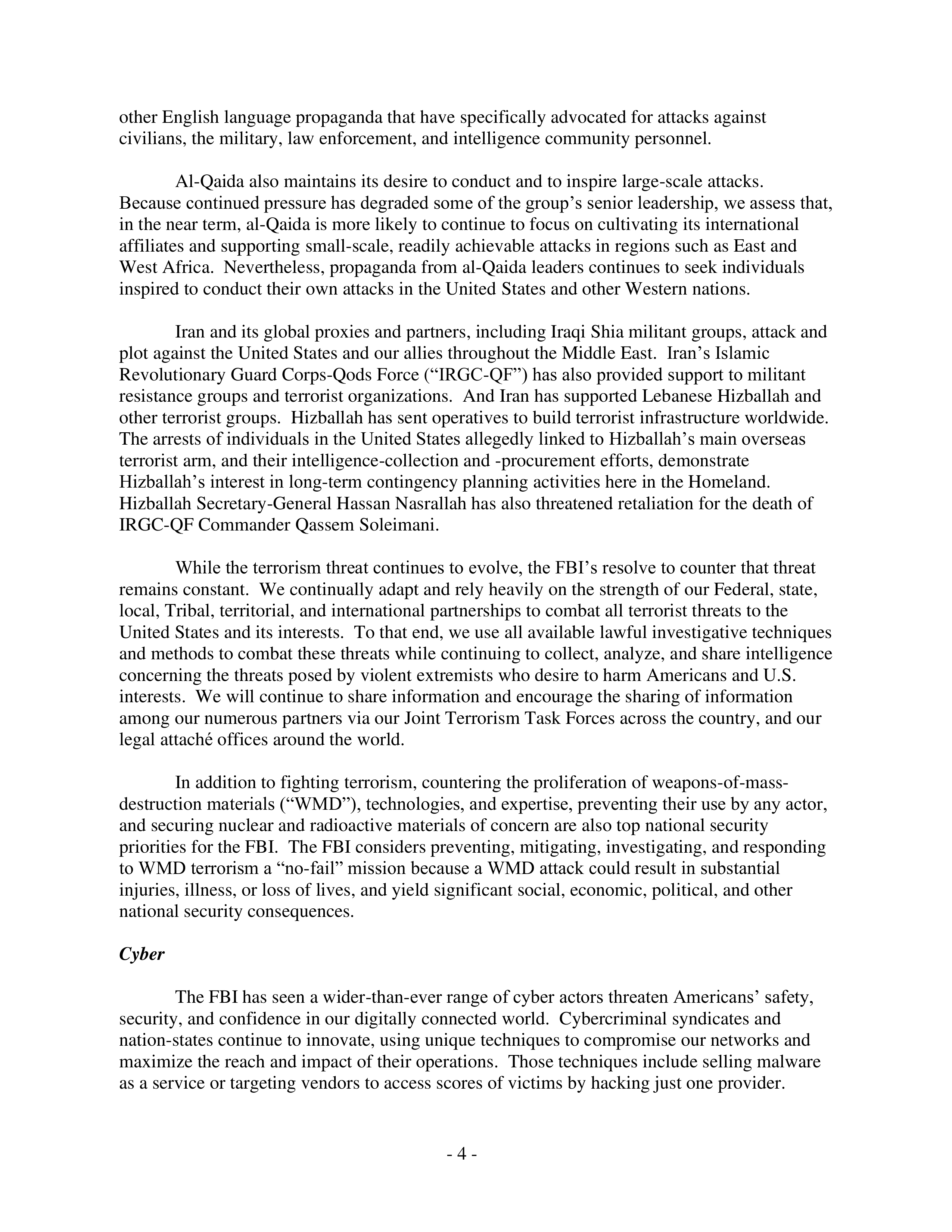 FBI Oversight Hearing Opening Statement — page 5