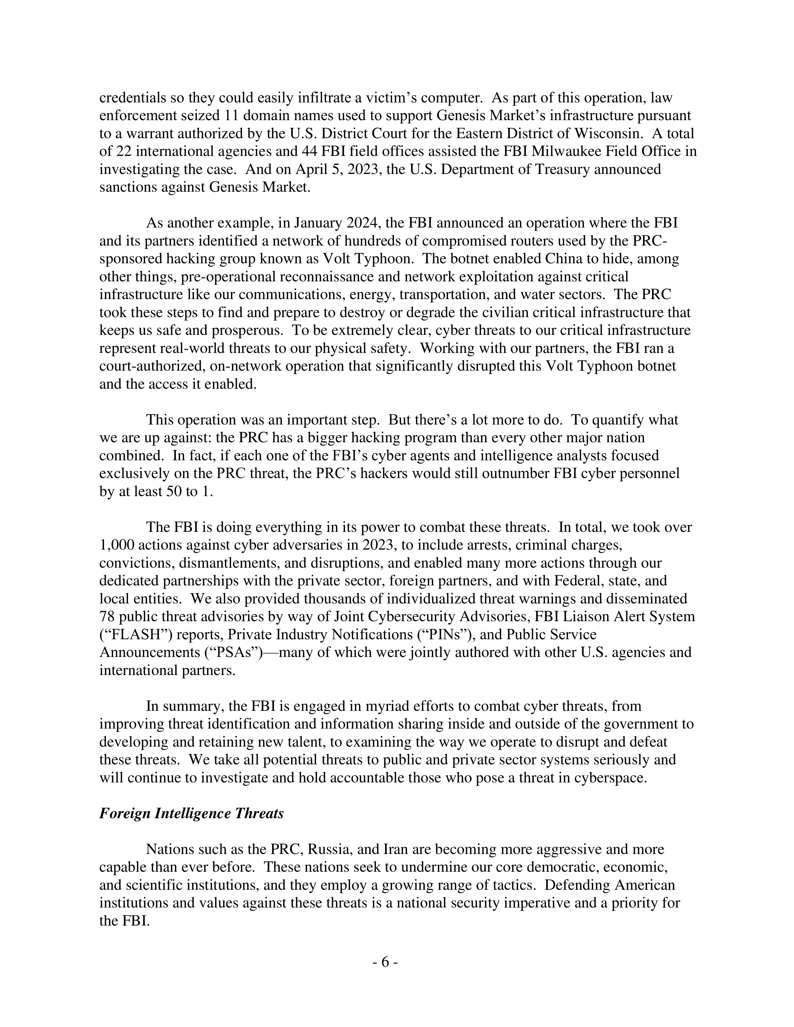 FBI Oversight Hearing Opening Statement — page 7