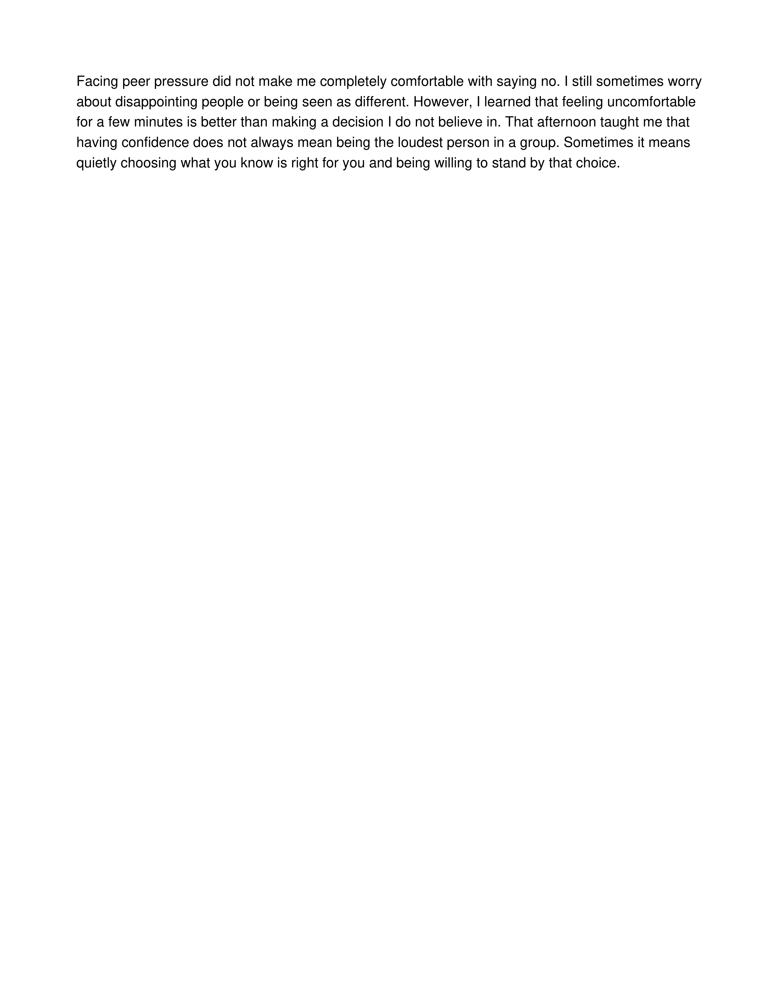 Facing Peer Pressure Personal Narrative — page 2