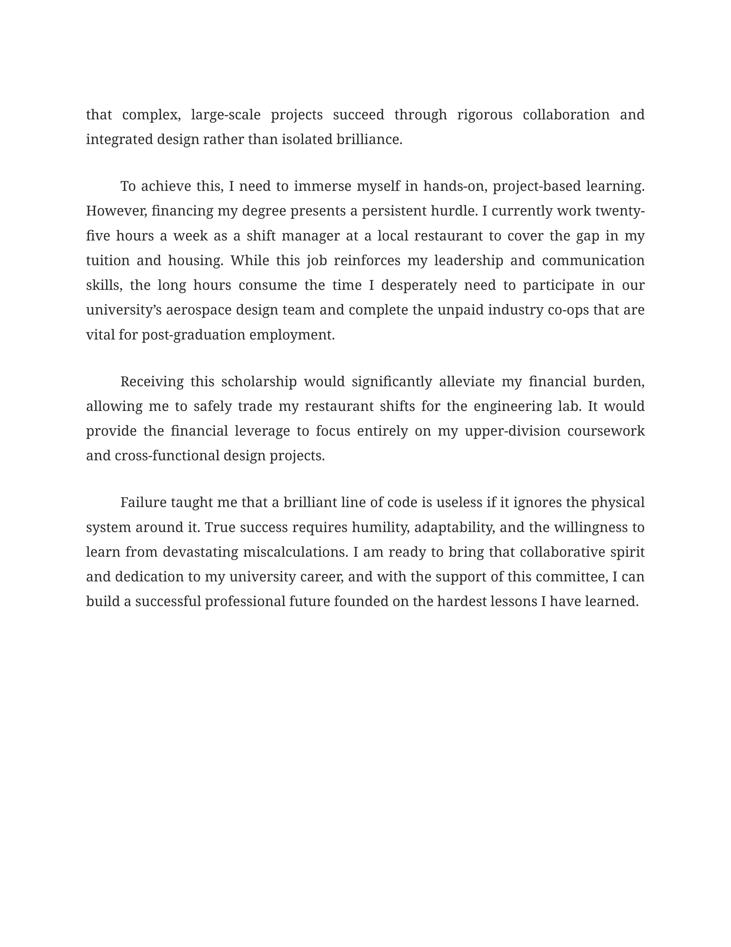 Failure and Success Scholarship Essay — page 2