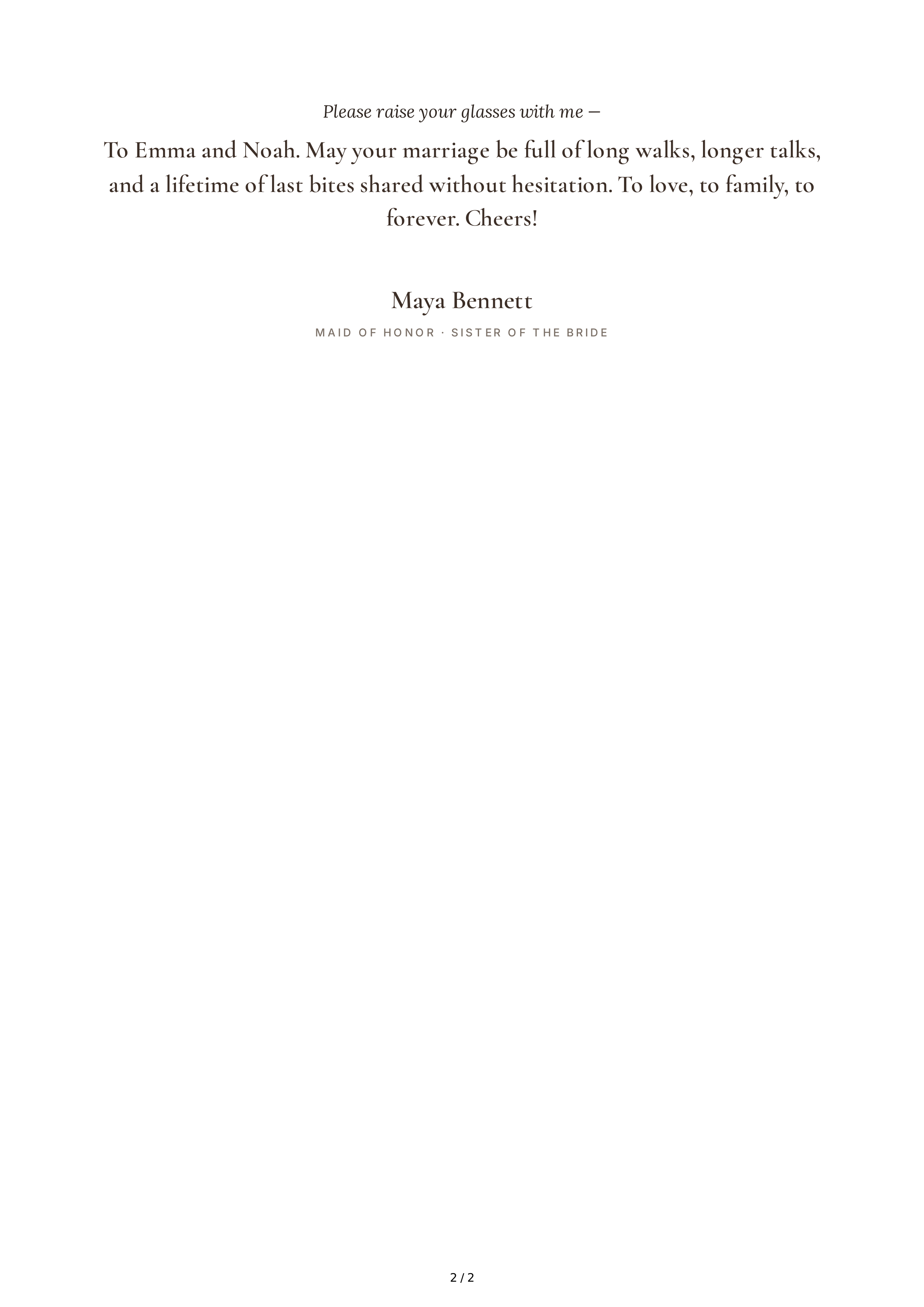 Family Member Maid of Honor Speech — page 2
