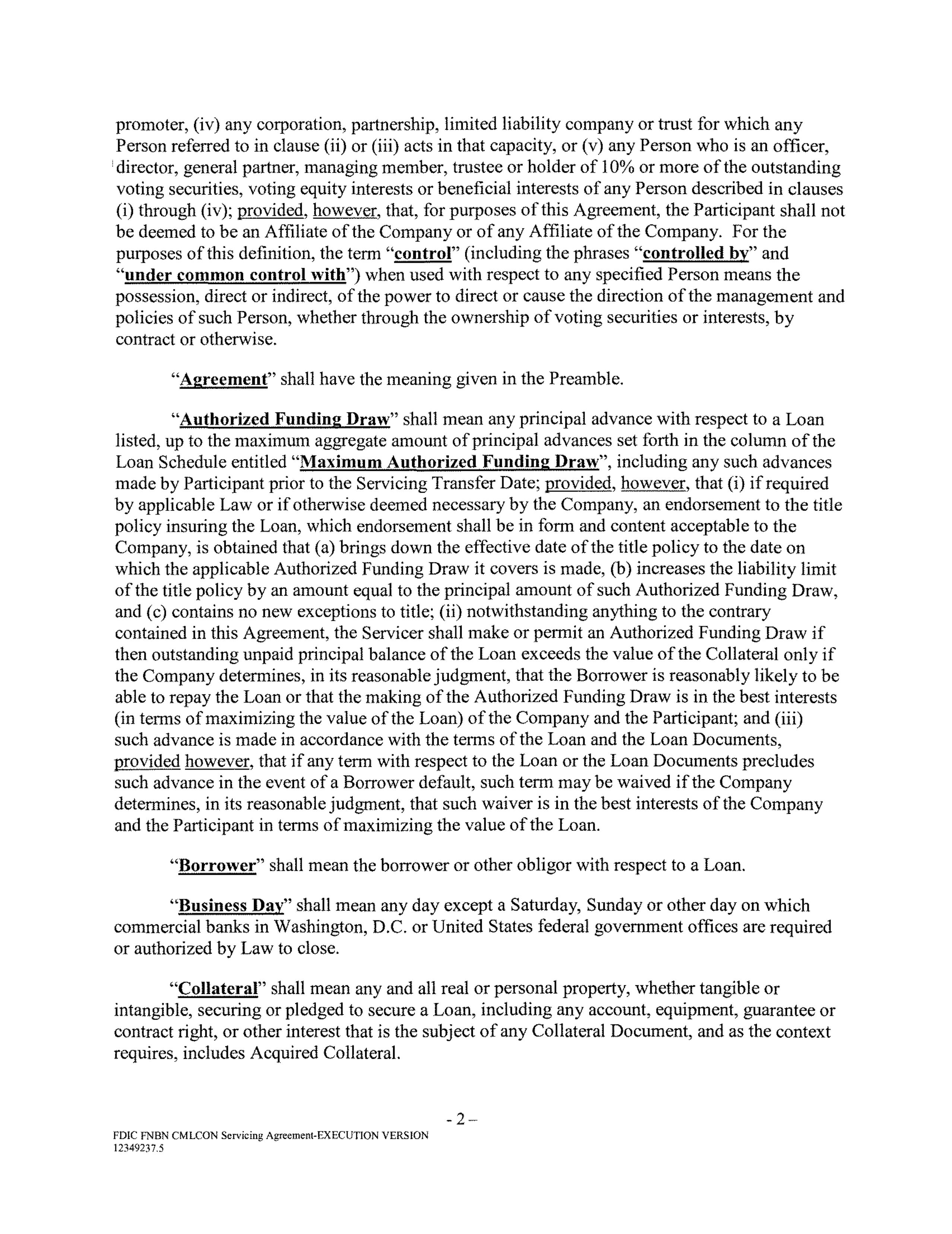 Fannie Mae Commercial Mortgage Loan Servicing Agreement — page 6