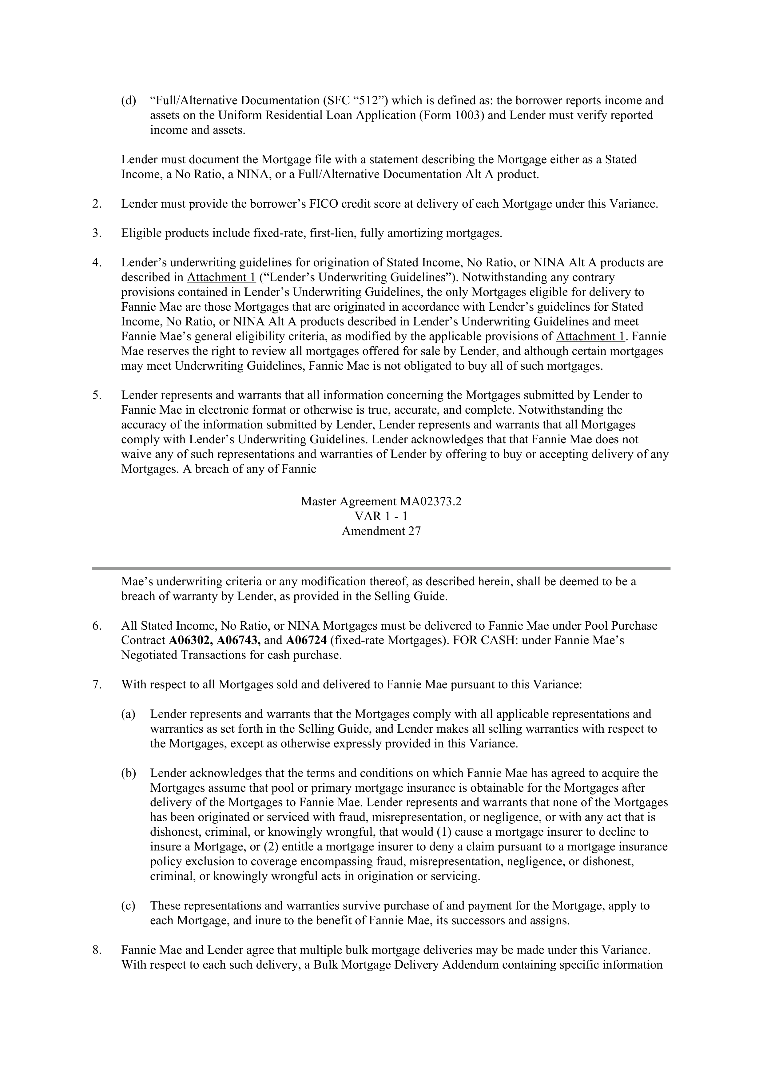Fannie Mae Master Agreement — page 126