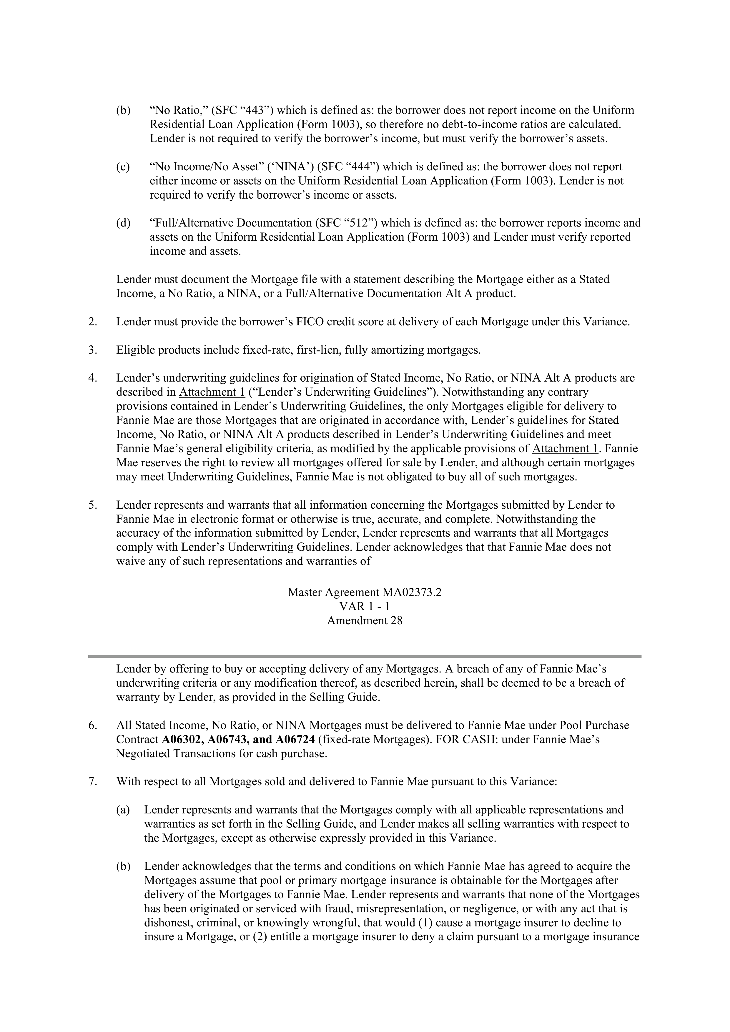Fannie Mae Master Agreement — page 137