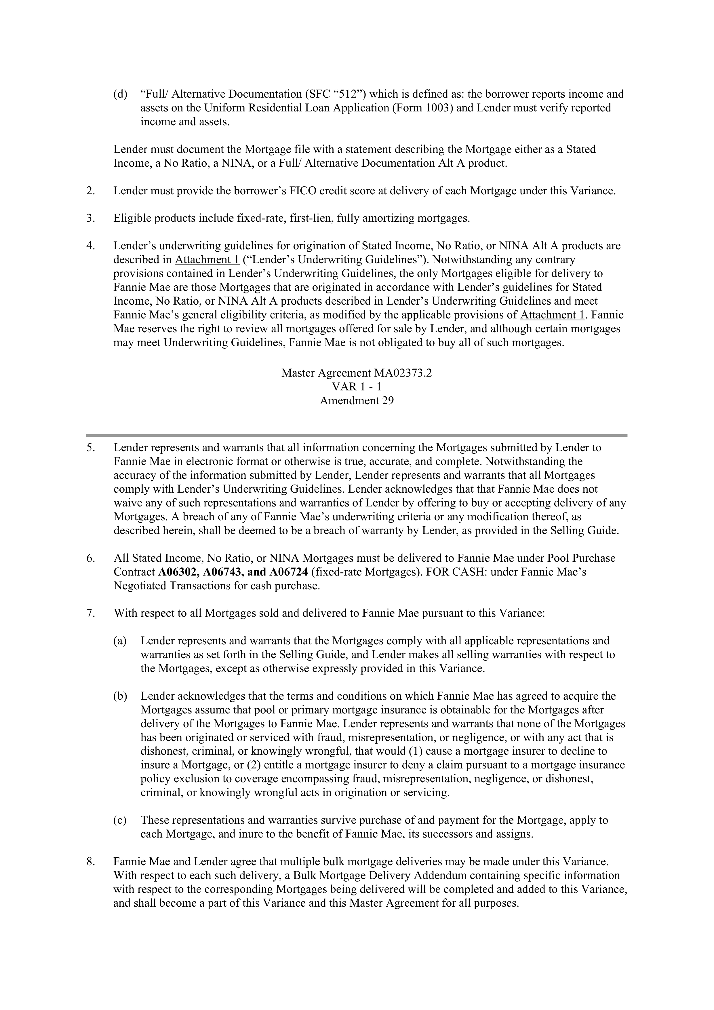 Fannie Mae Master Agreement — page 148