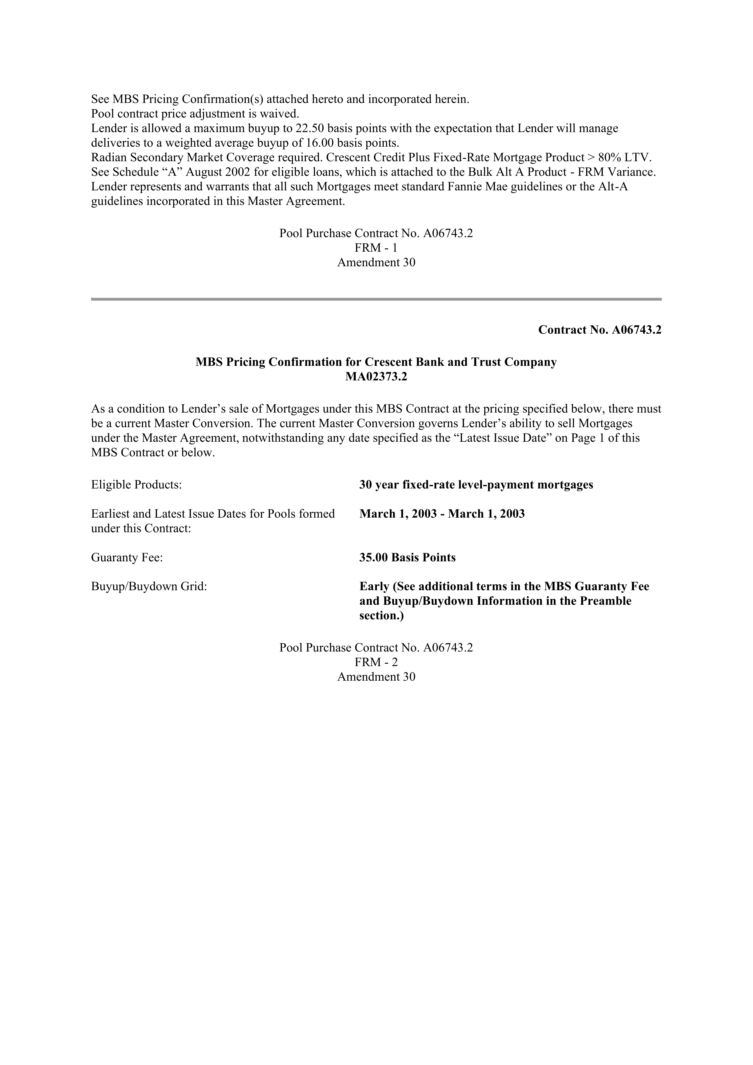 Fannie Mae Master Agreement — page 167