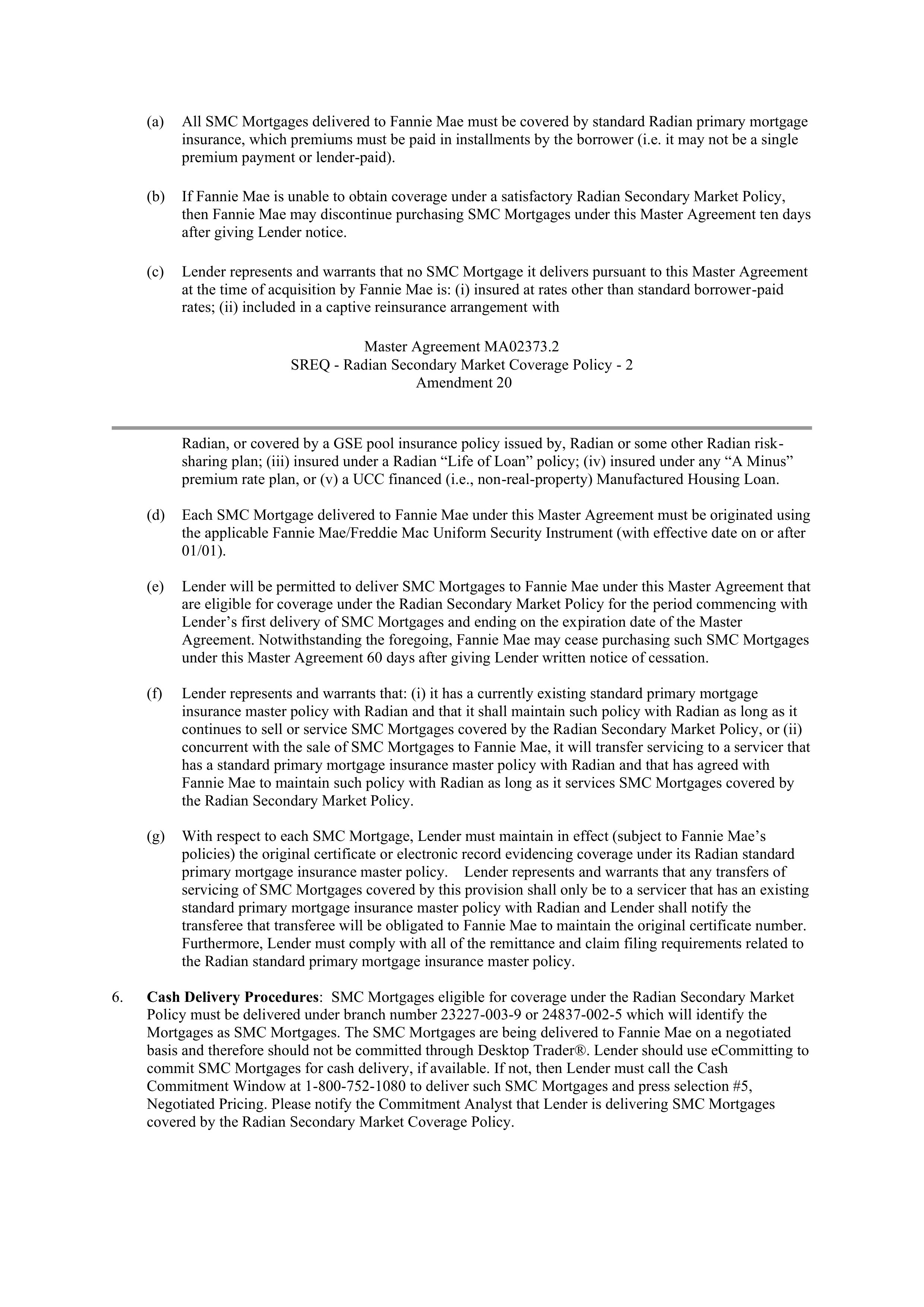 Fannie Mae Master Agreement — page 18