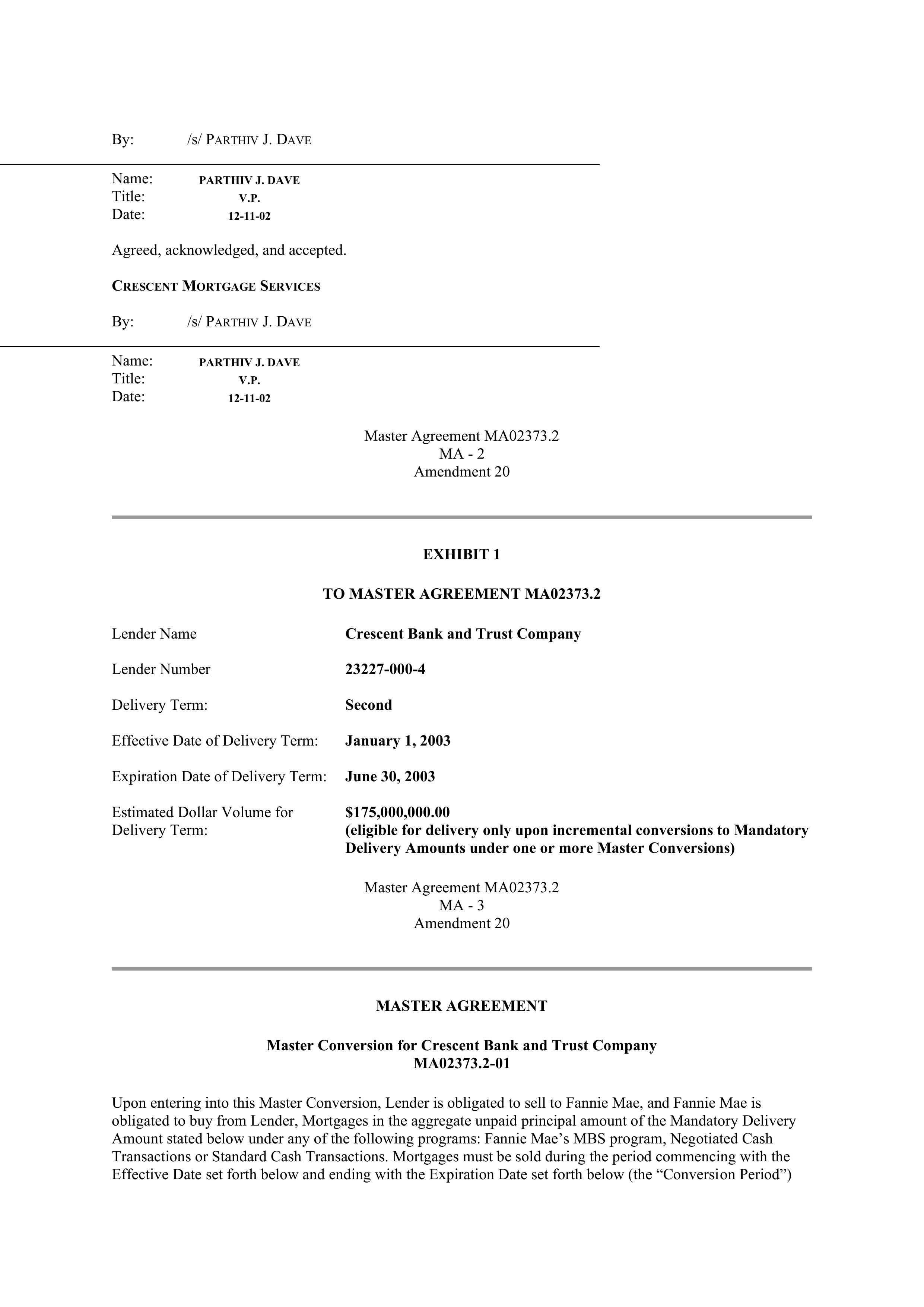 Fannie Mae Master Agreement — page 2