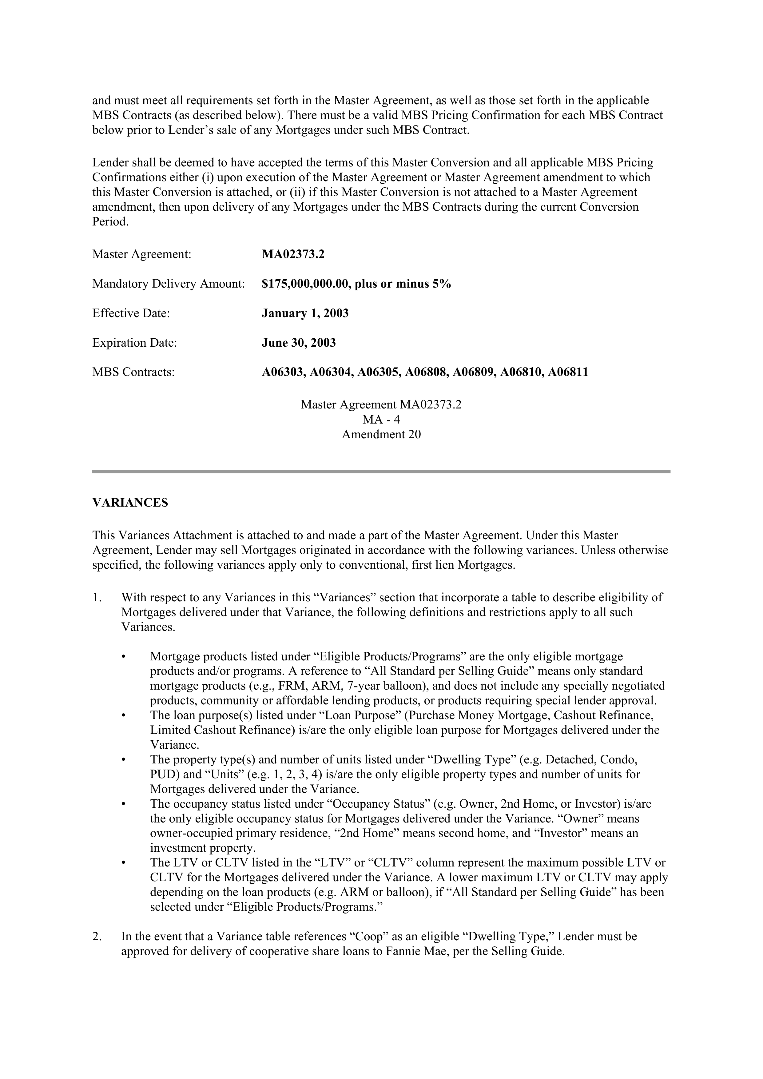 Fannie Mae Master Agreement — page 3